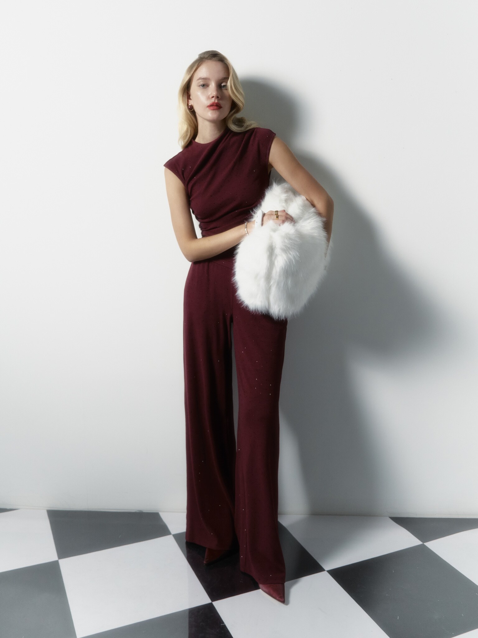 Pantalon en maille à strass