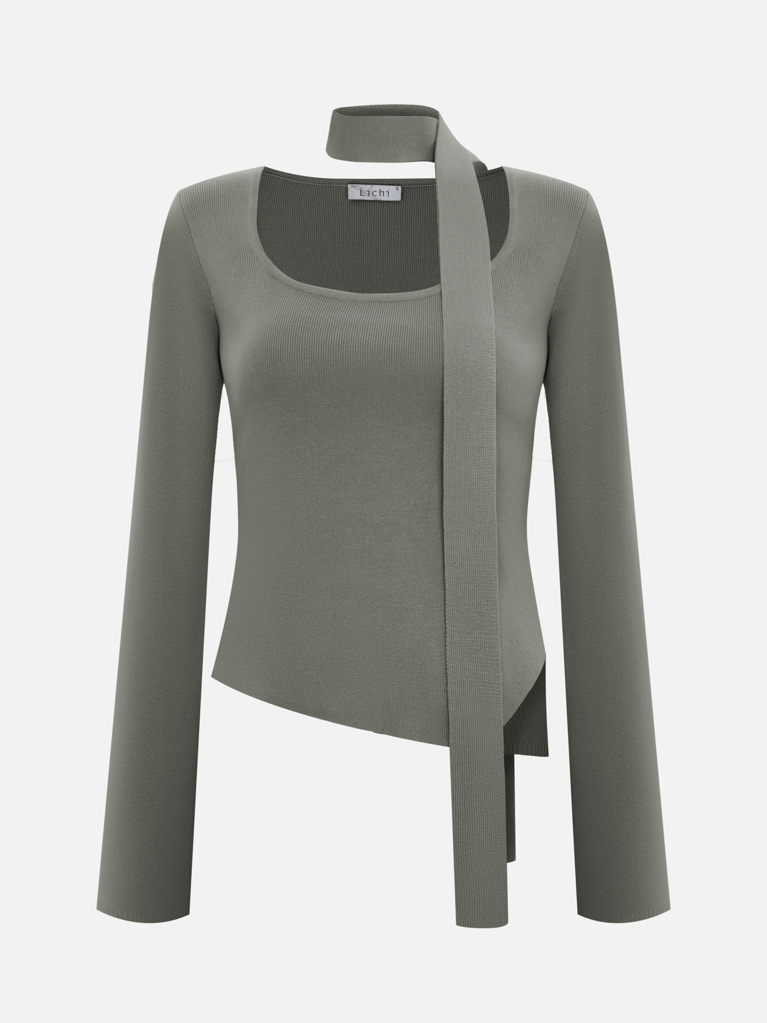 Oberteil aus Jersey mit asymmetrischer Kante und Schal