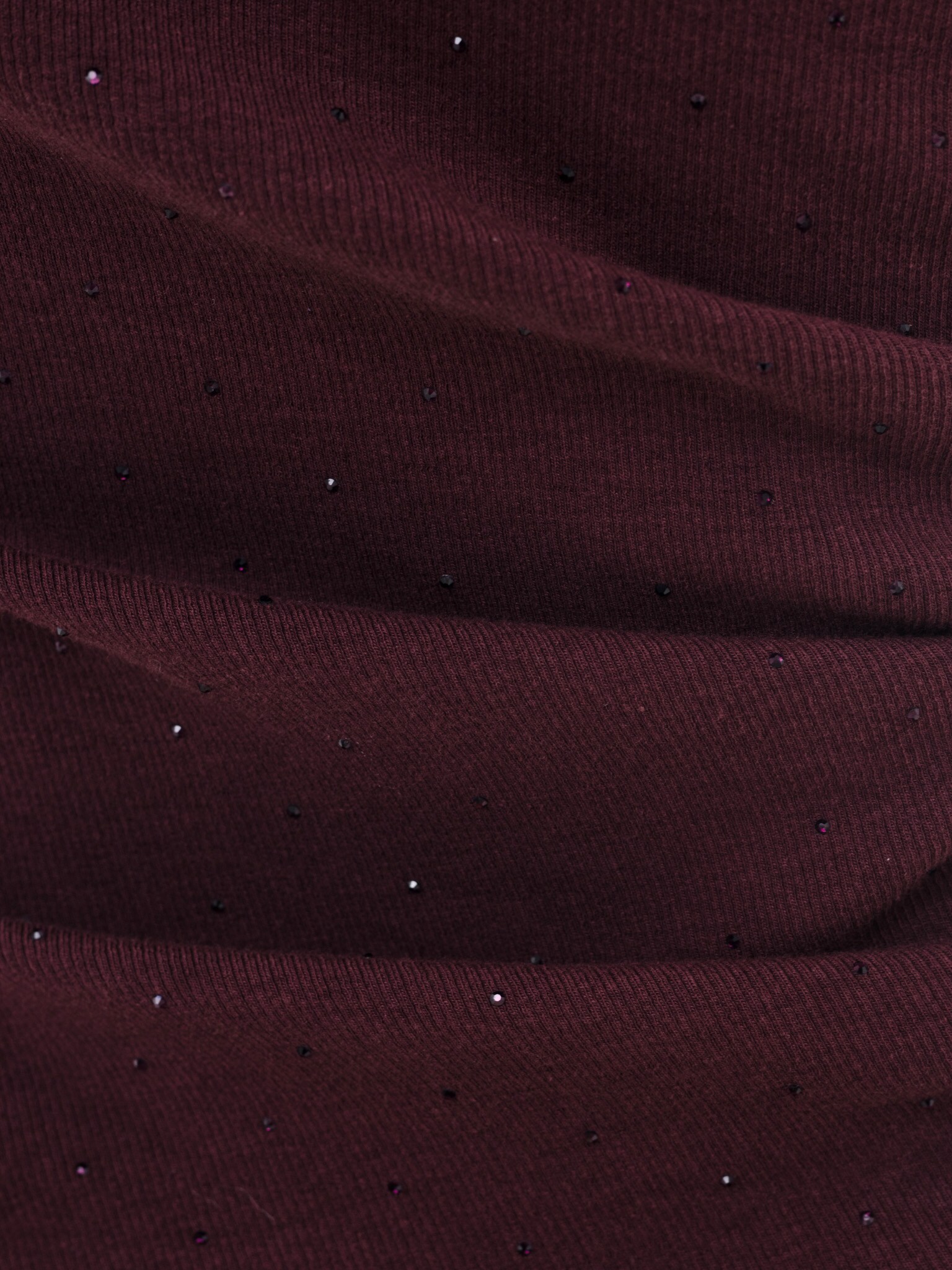 Jersey top with small gathers and rhinestones