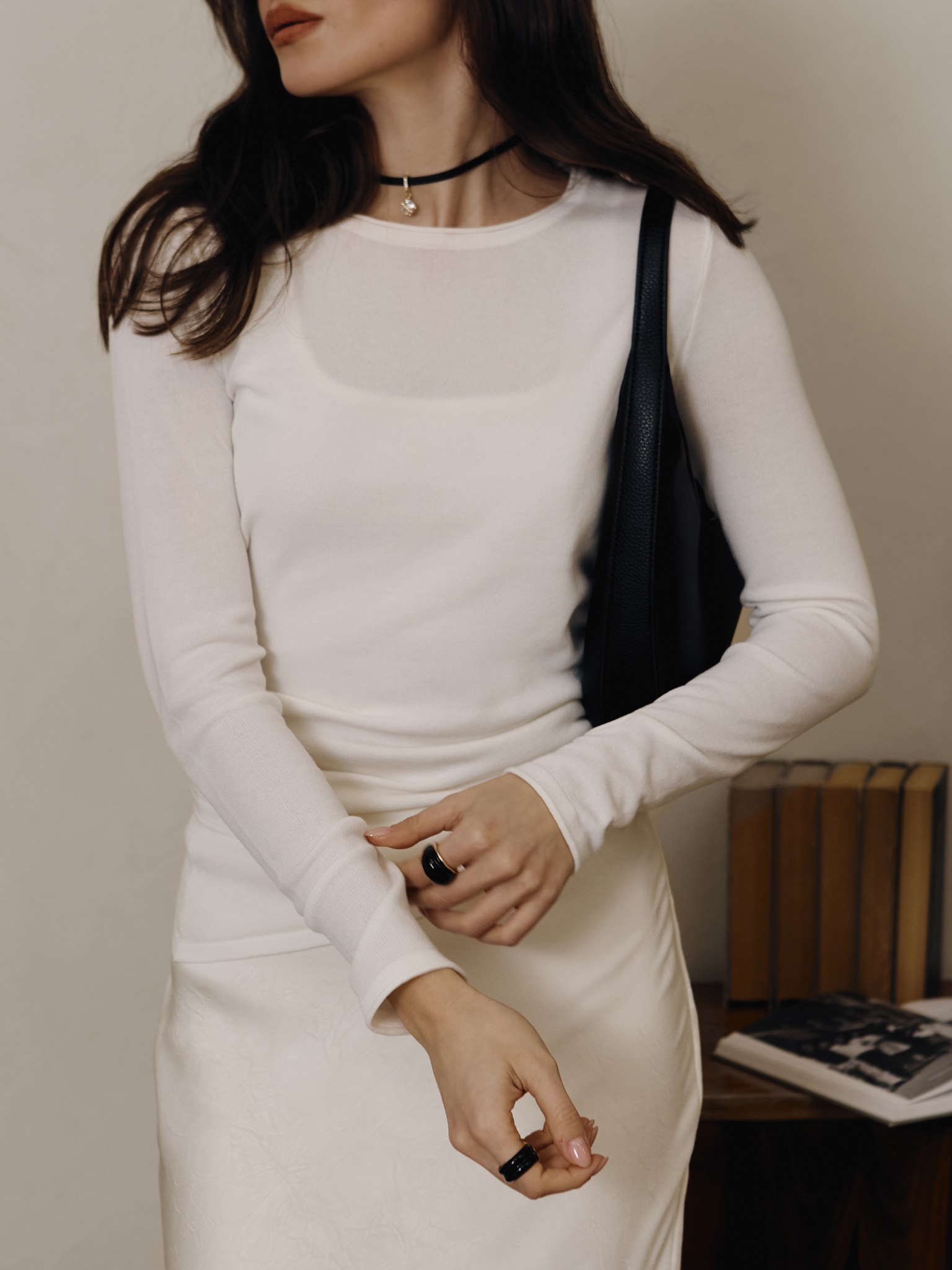 Jersey top with asymmetrical edge