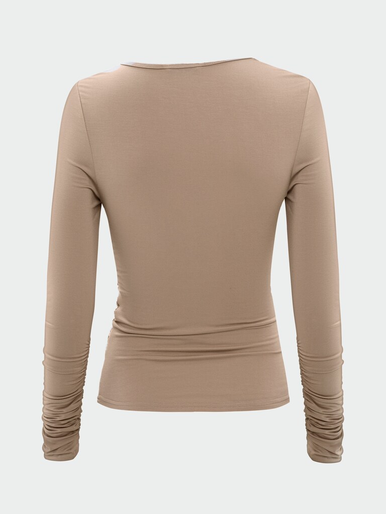 Monochrome stretch jersey longsleeves with gathers