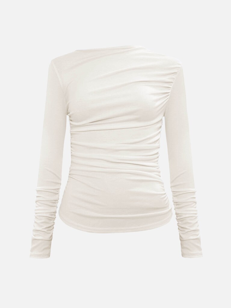 Monochrome stretch jersey longsleeves with gathers