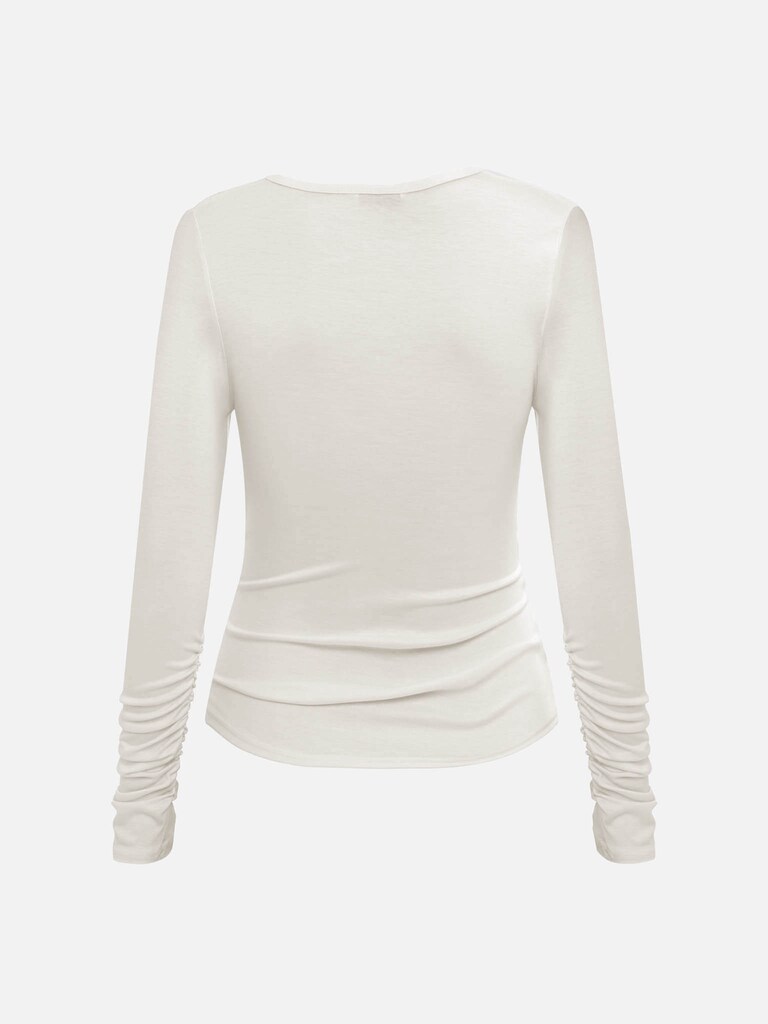 Monochrome stretch jersey longsleeves with gathers