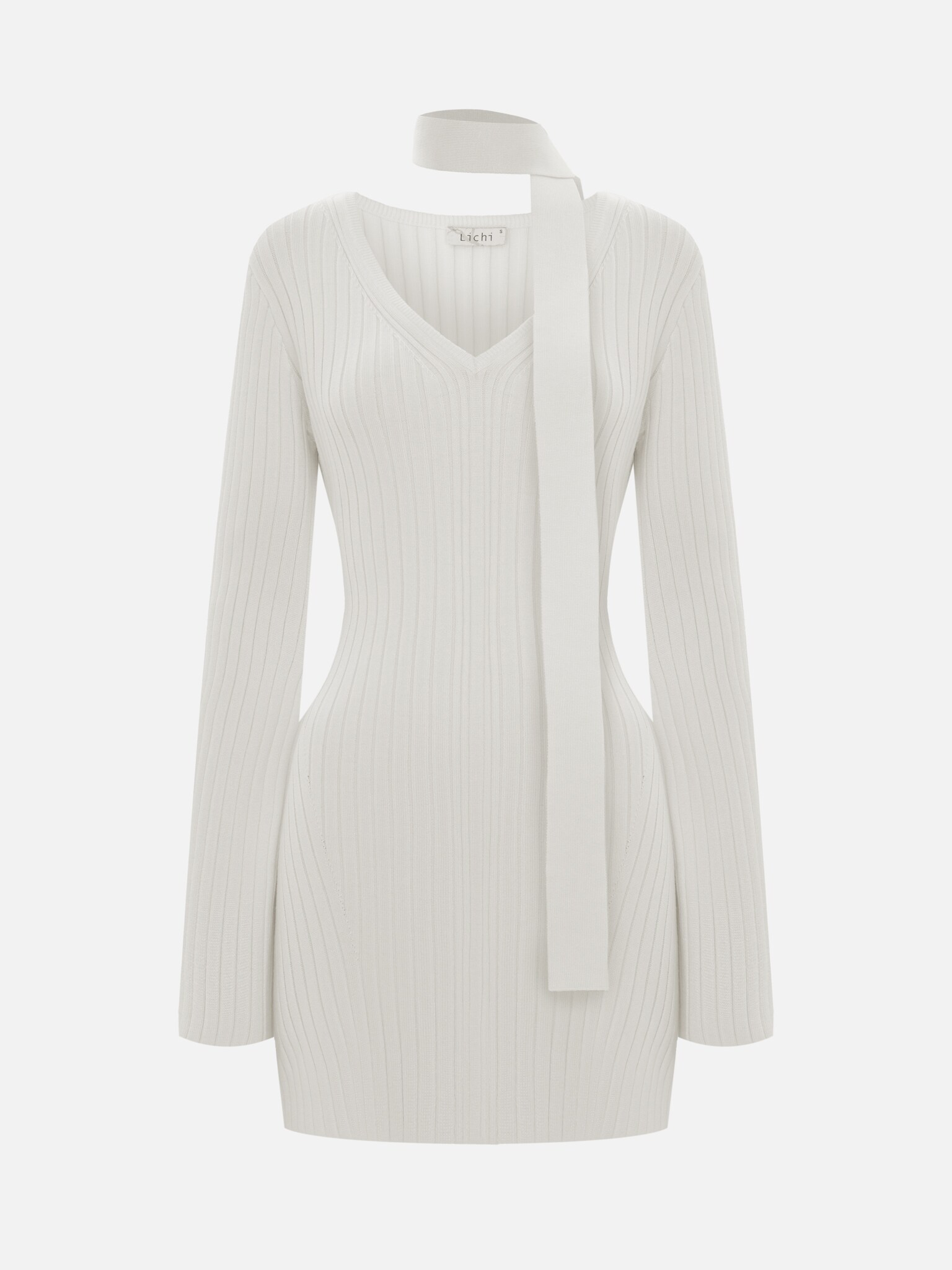 Mini jersey dress with ribbon scarf