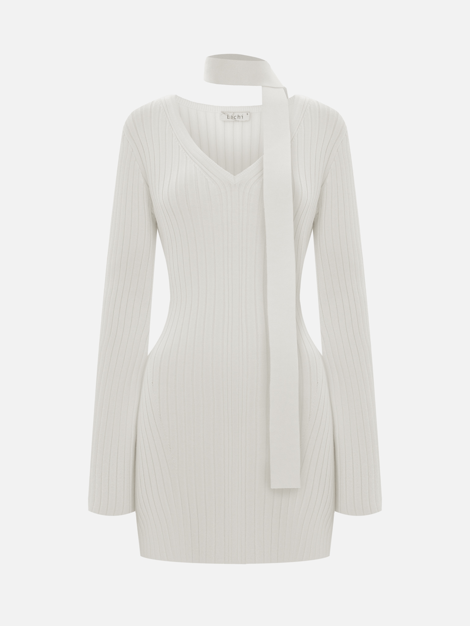 Mini jersey dress with ribbon scarf
