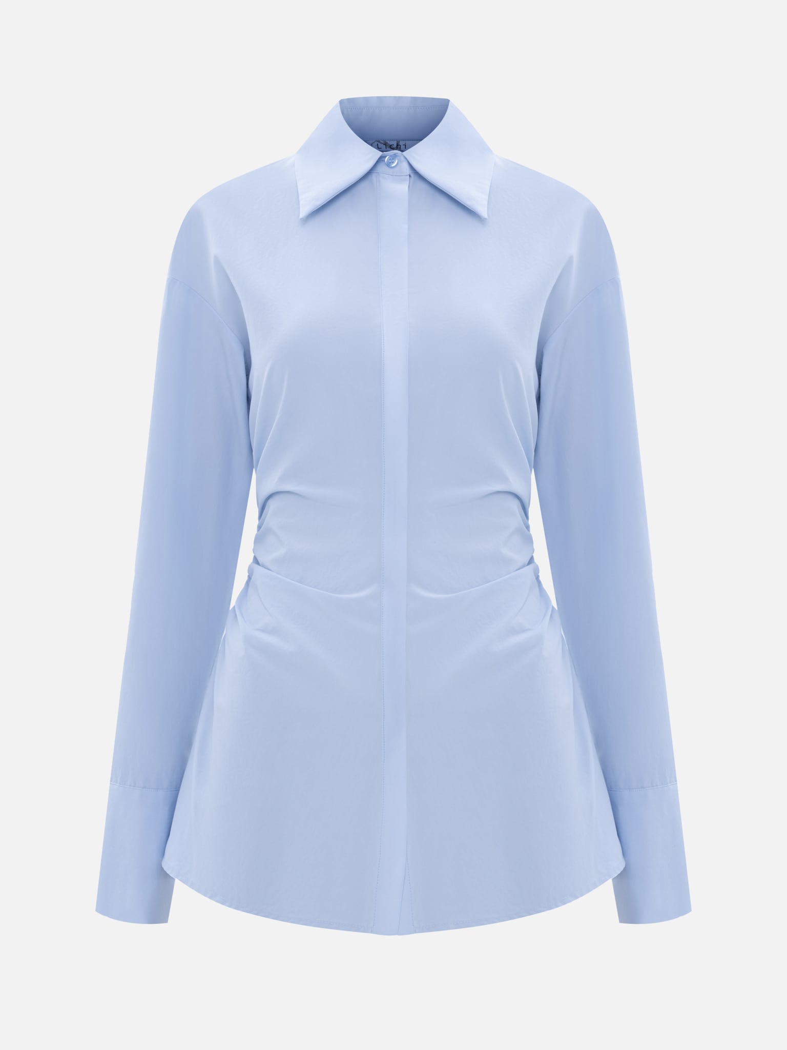 Fitted shirt with side gathers