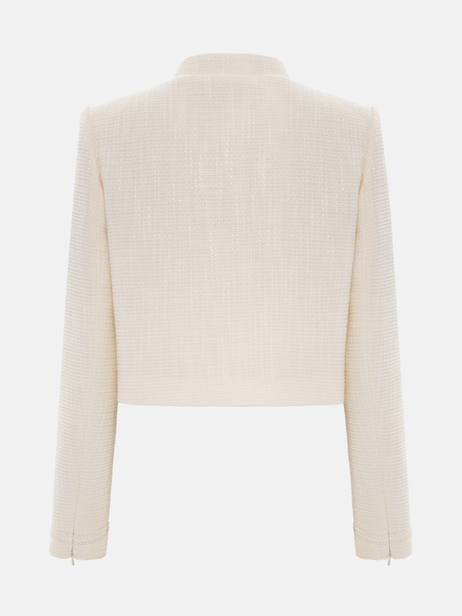 Tweedowy żakiet z kołnierzem typu stójka i dużymi guzikami