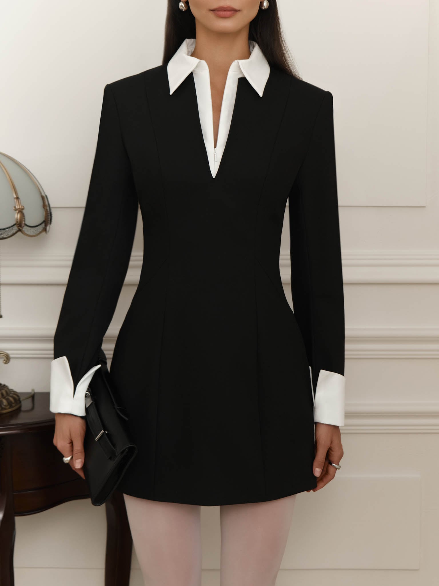 Business style mini dress with contrasting details