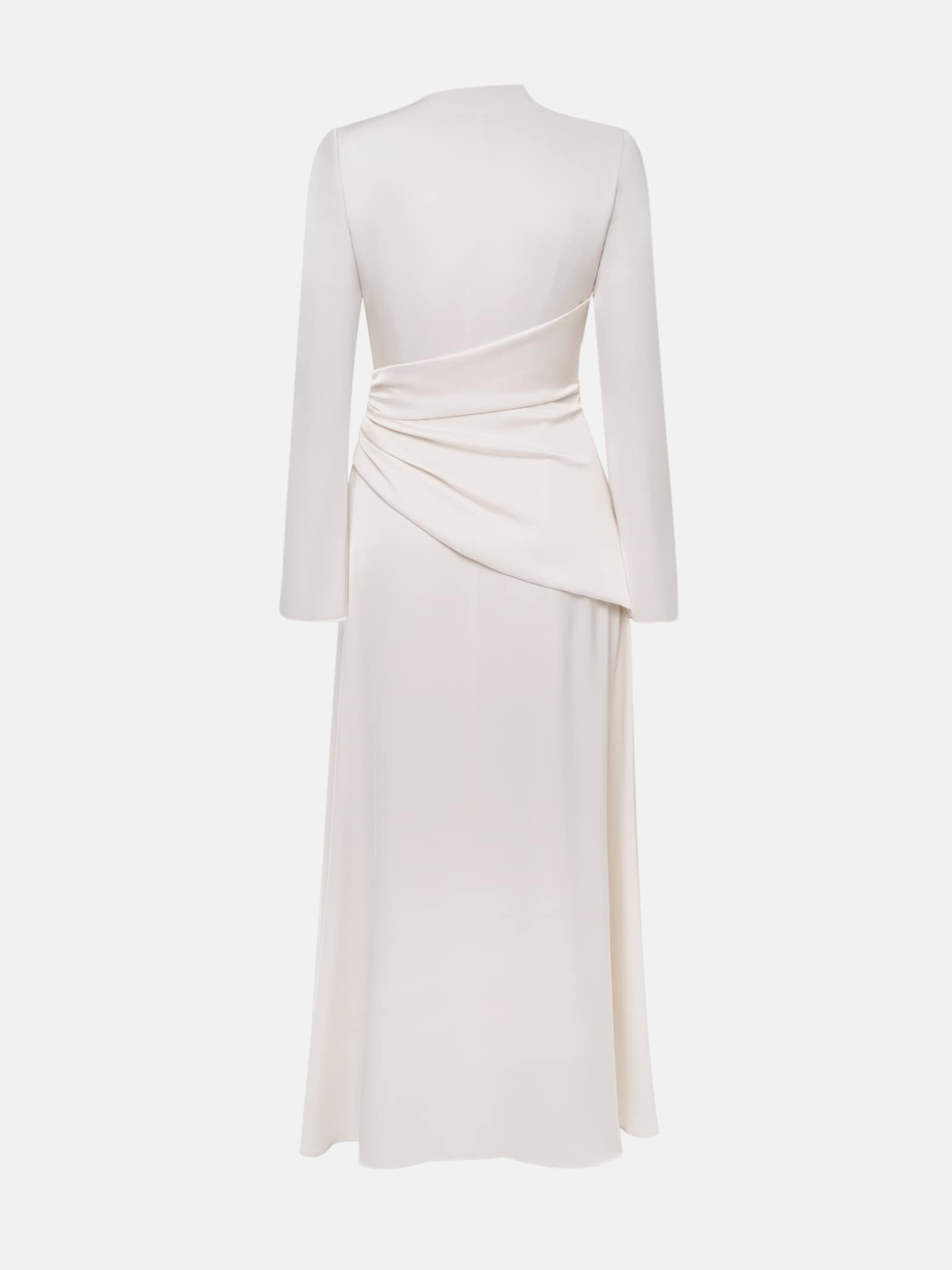 Langärmeliges Maxikleid mit Drapierungen in der Taille