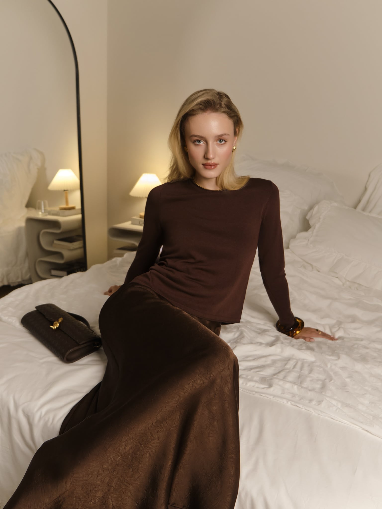 Jersey top with asymmetrical edge