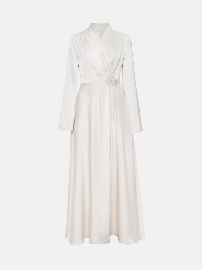 Floor-length maxi dress with wrap effect