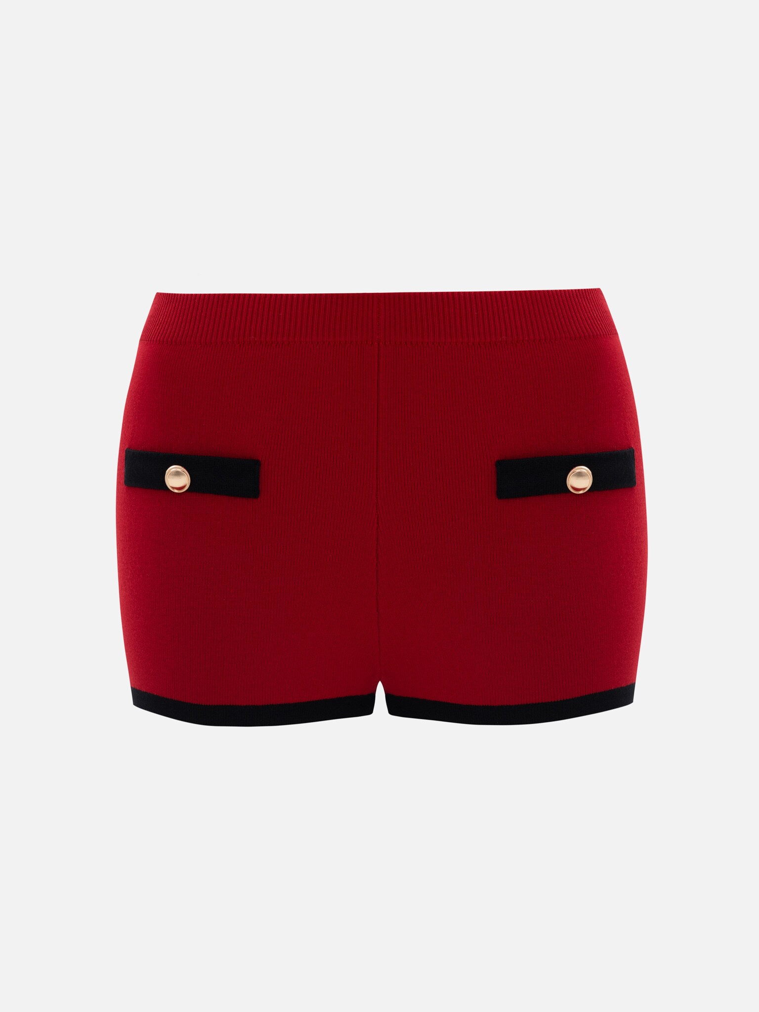 Mini knitted shorts with contrasting details