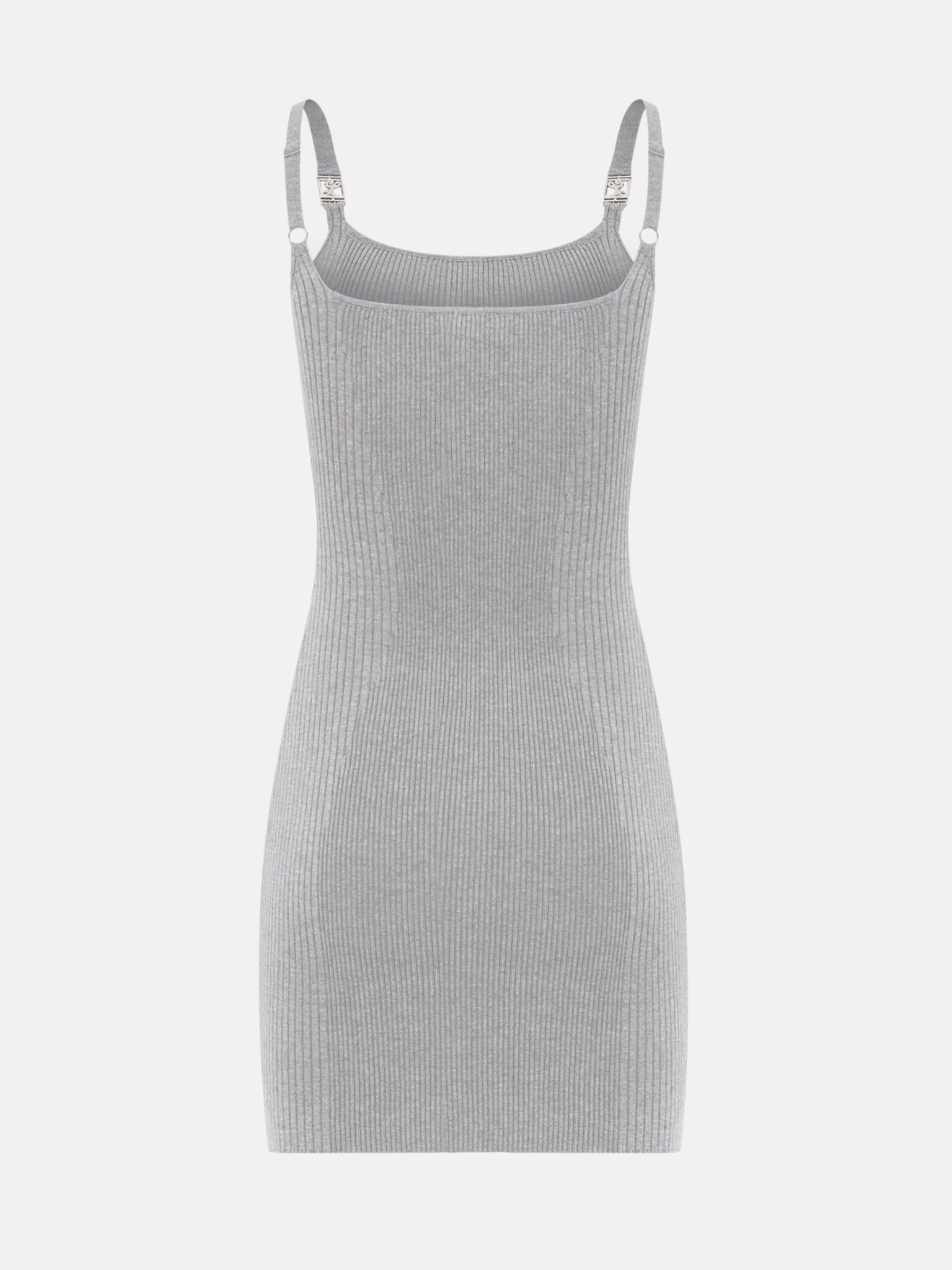 Mini ribbed dress with strap decoration