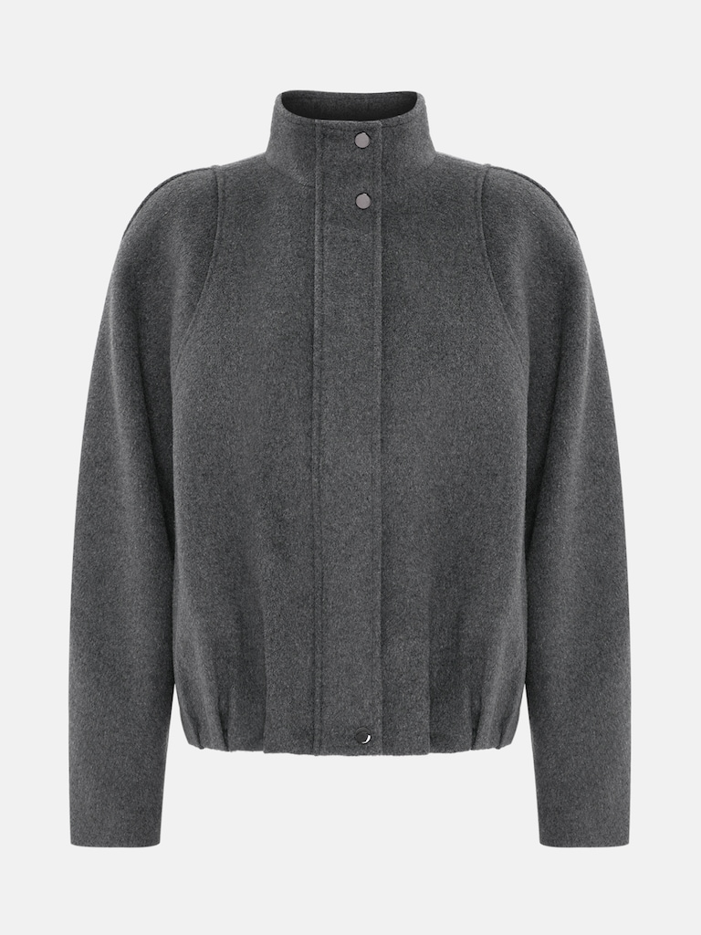 Loose bomber in woollen fabric