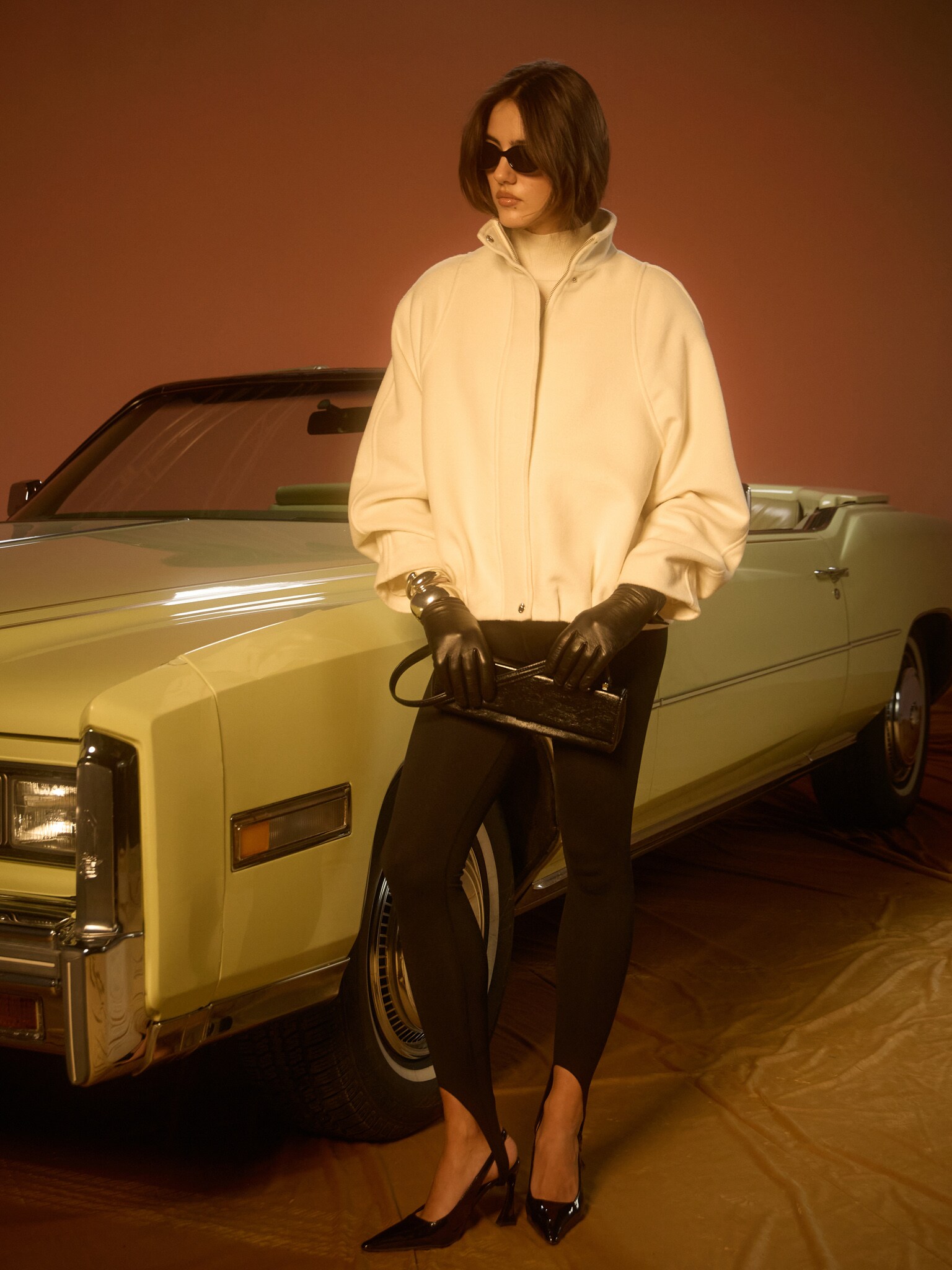 Свободный бомбер из шерстяной ткани