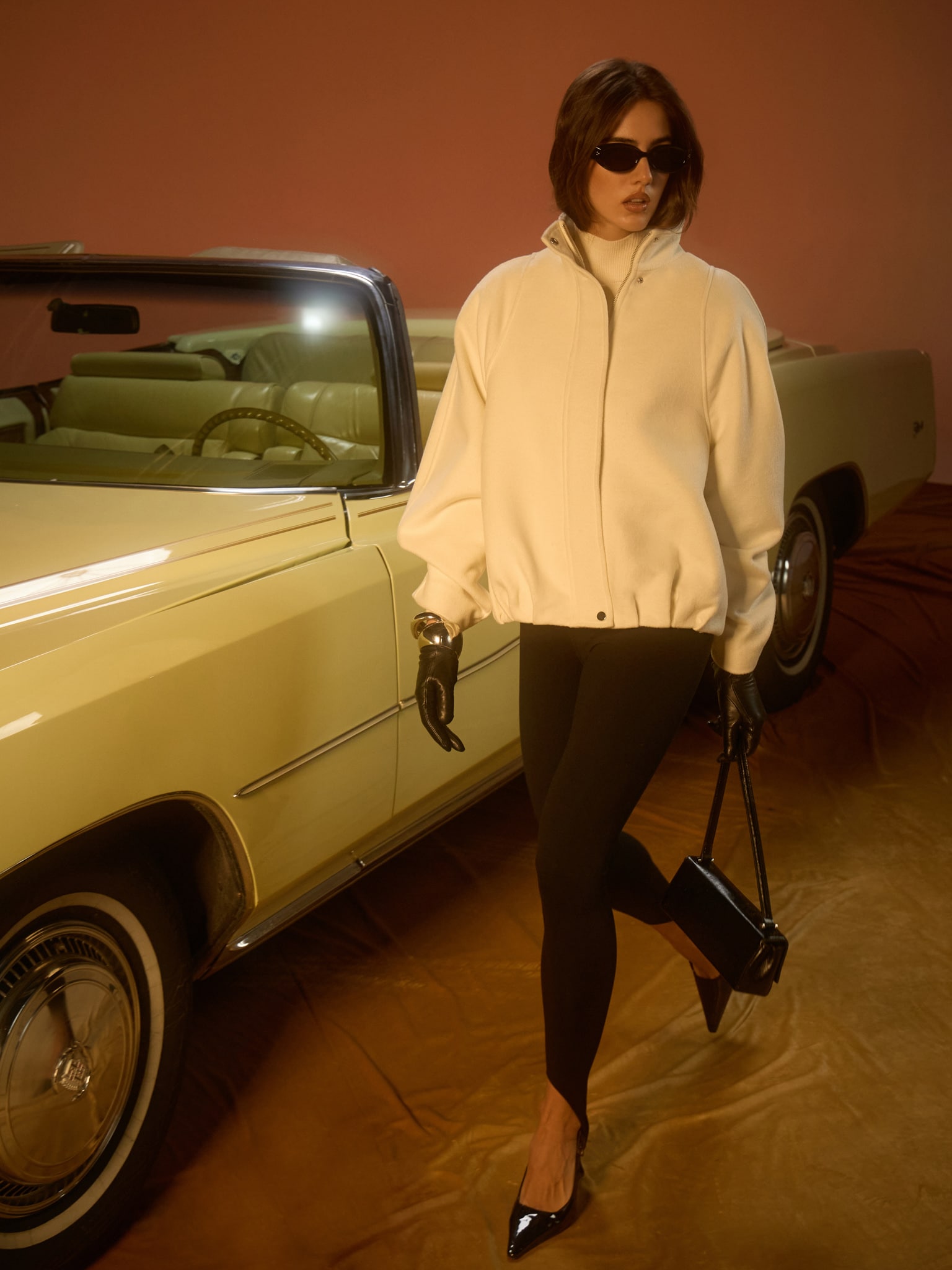 Свободный бомбер из шерстяной ткани