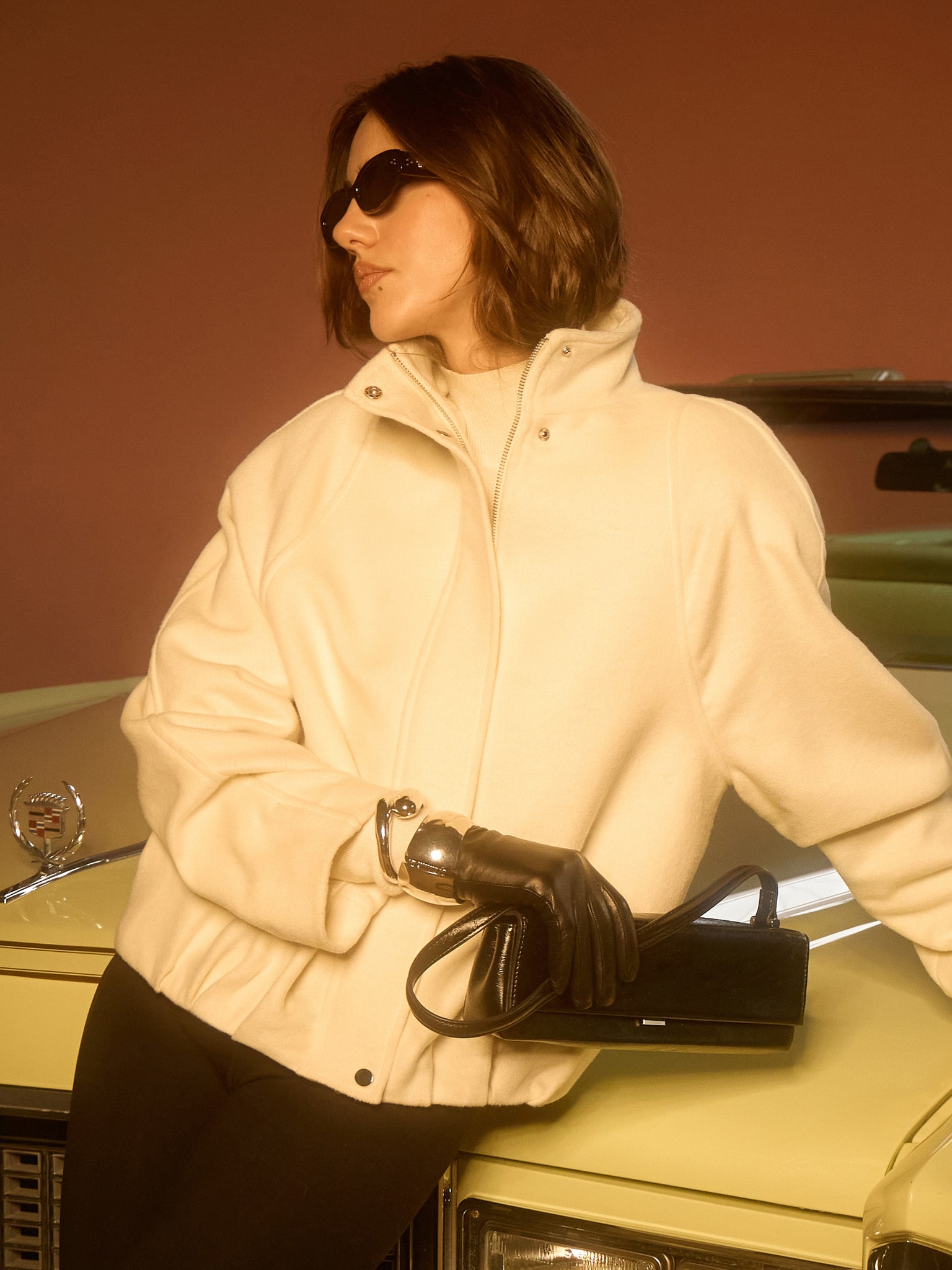 Свободный бомбер из шерстяной ткани