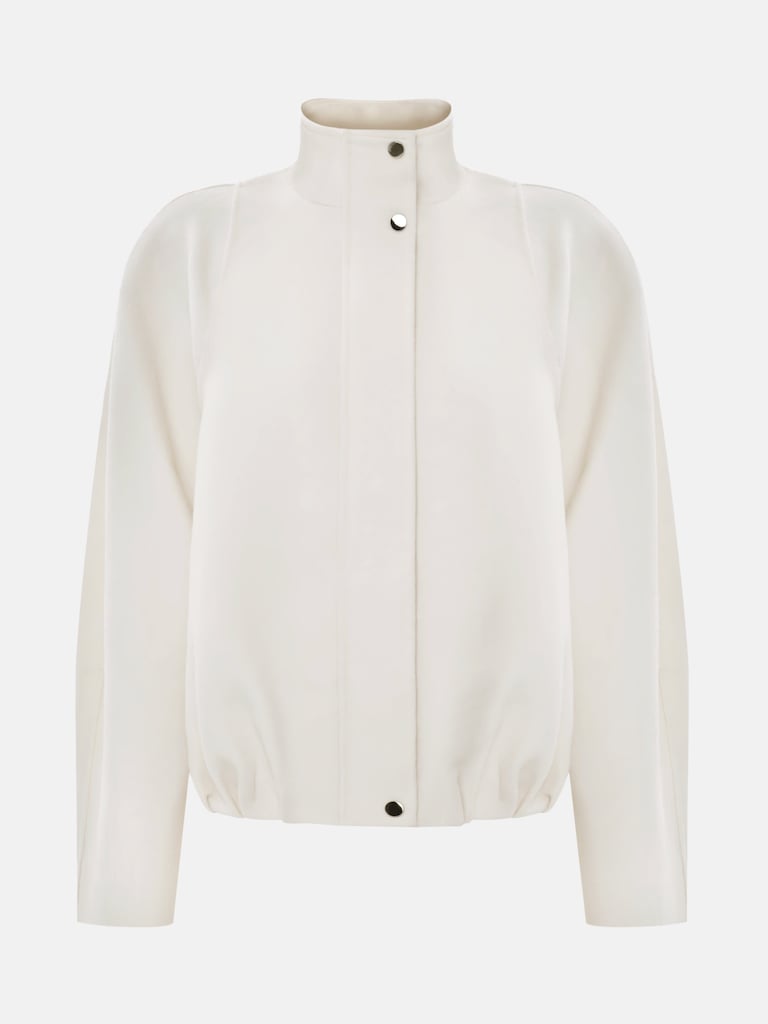 Loose bomber in woollen fabric