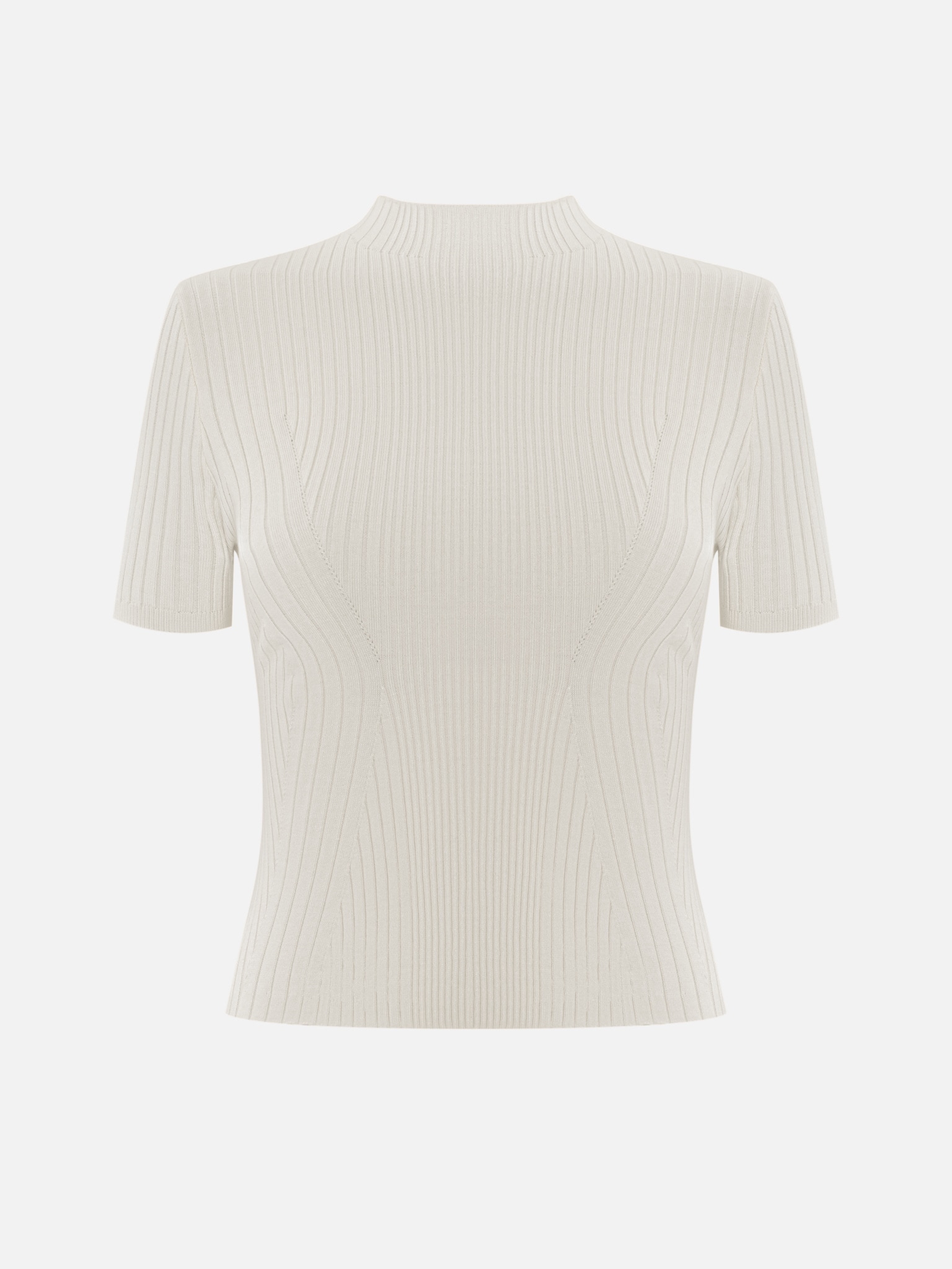 Short-sleeved rib-knit top