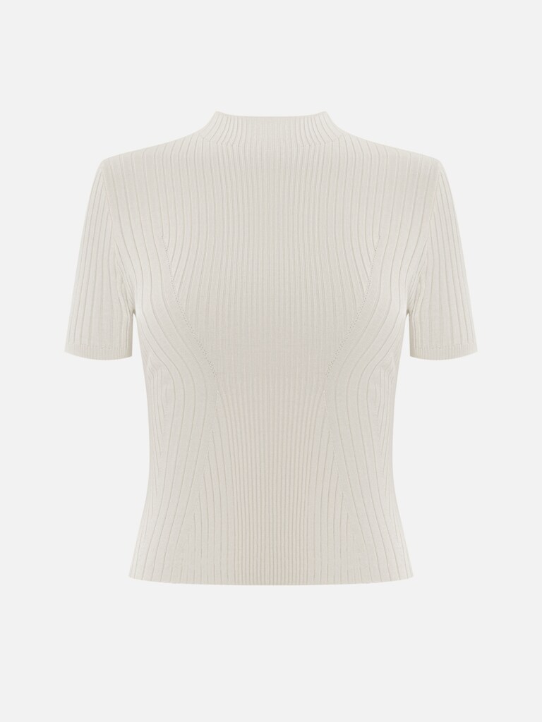 Short-sleeved rib-knit top