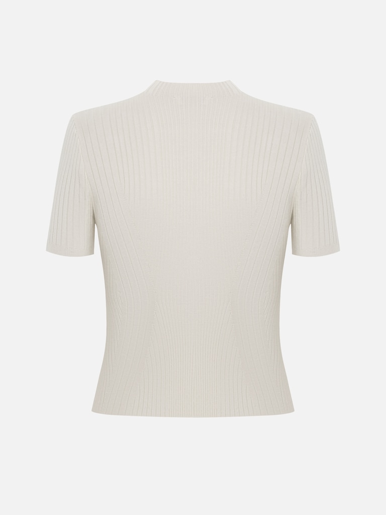 Short-sleeved rib-knit top