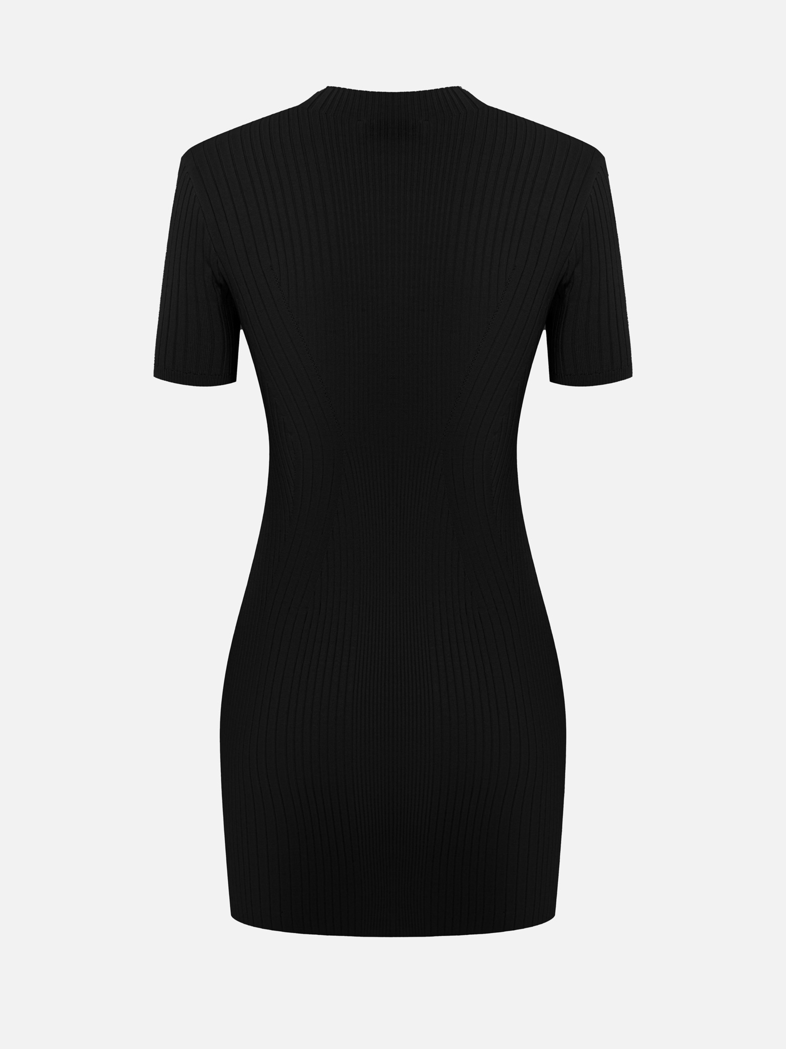 Short-sleeved rib-knit mini dress