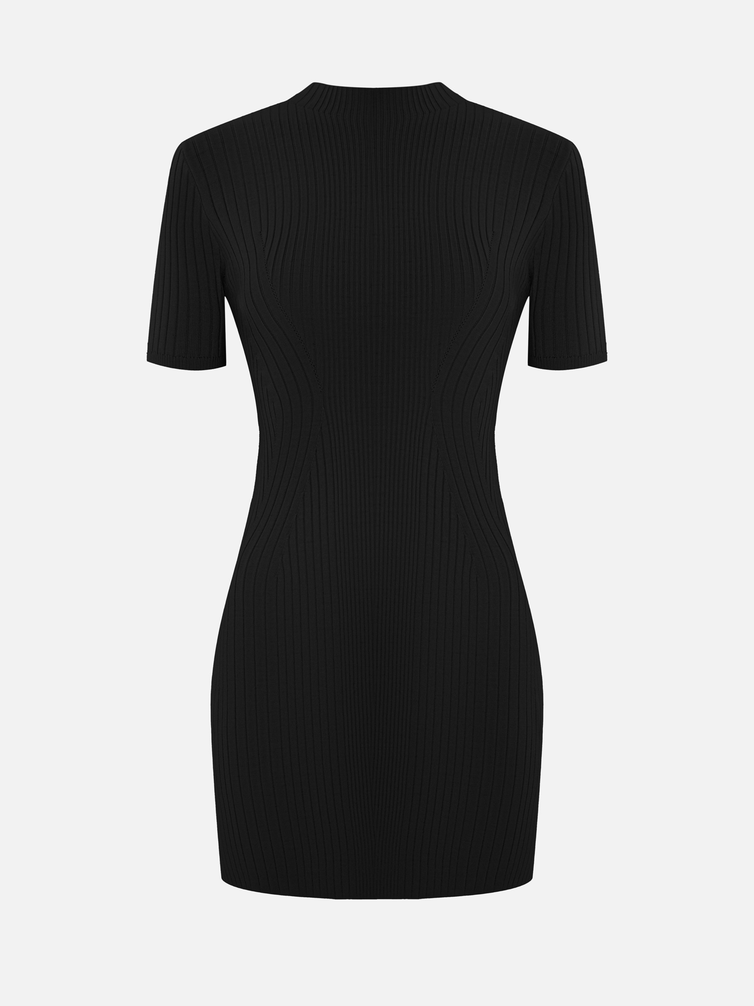 Short-sleeved rib-knit mini dress