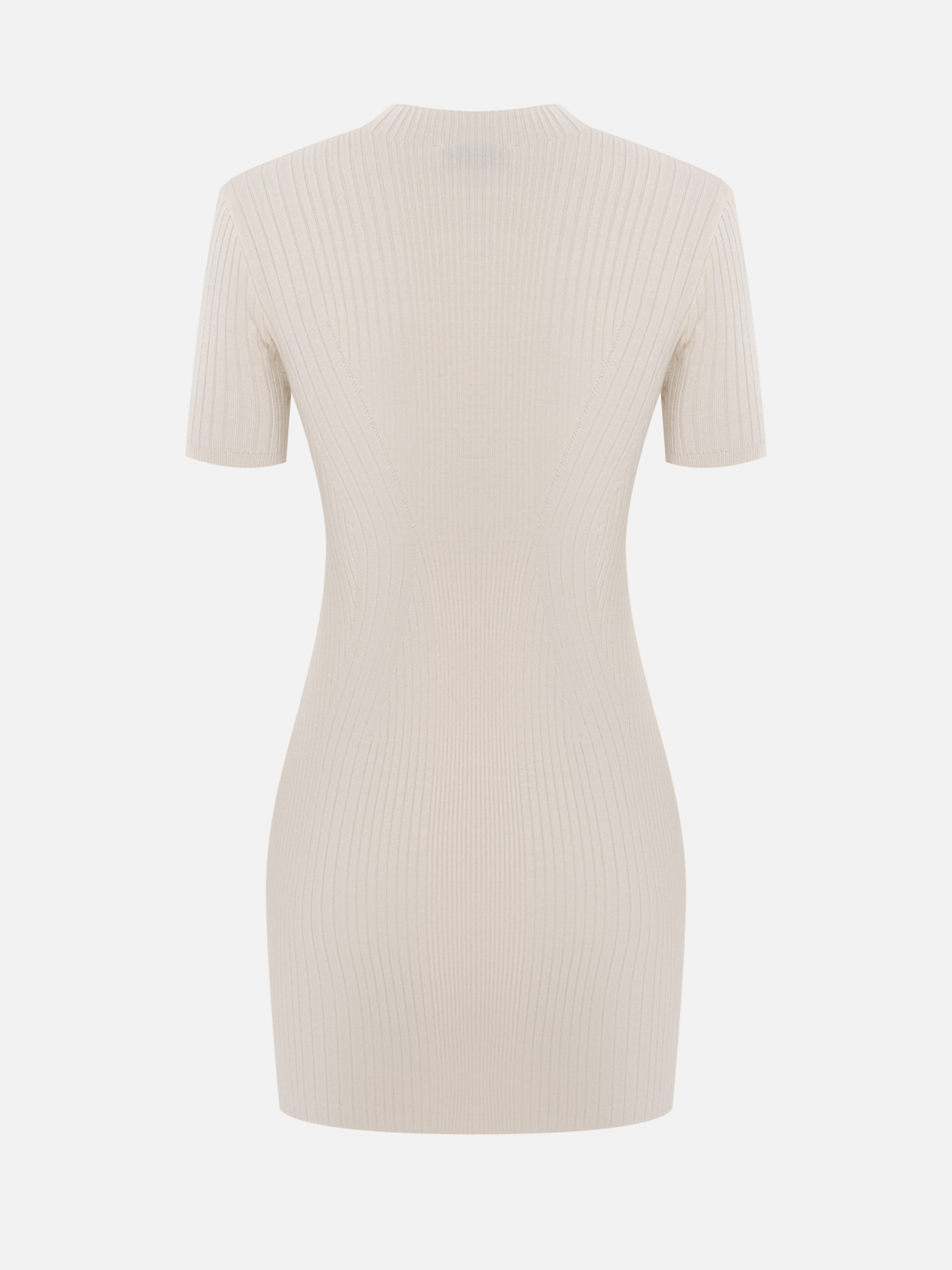 Short-sleeved rib-knit mini dress