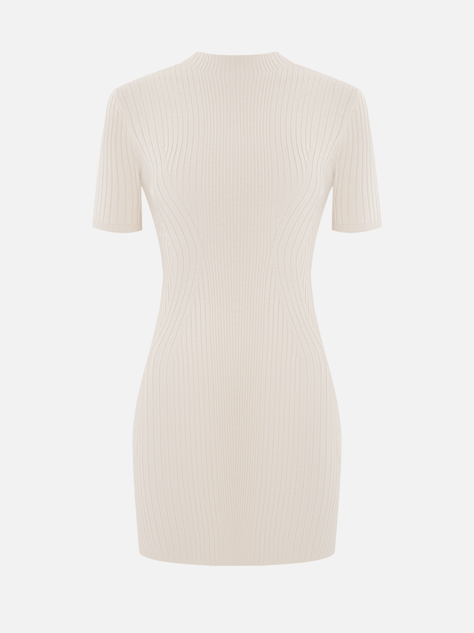 Short-sleeved rib-knit mini dress