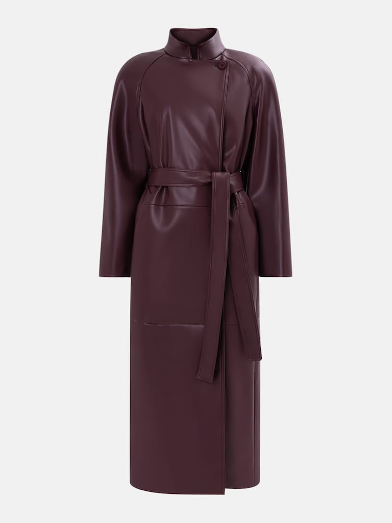 Midi trench coat in matte eco leather