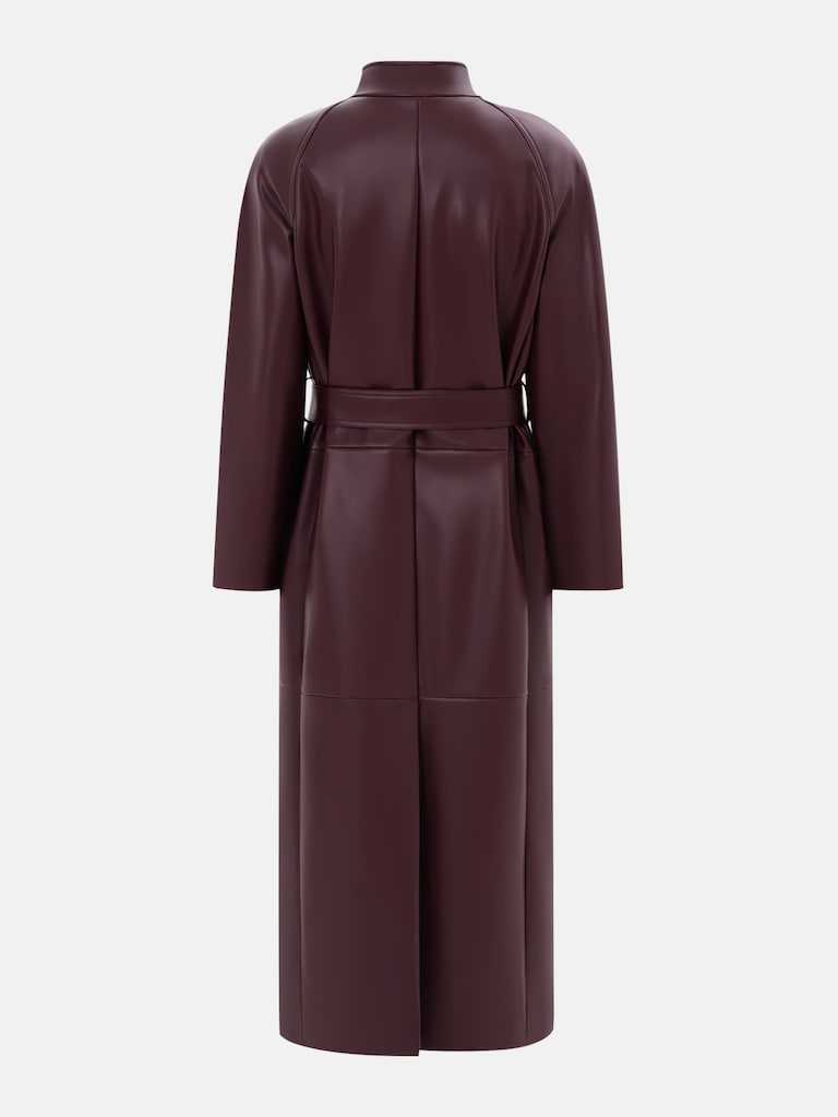 Midi trench coat in matte eco leather