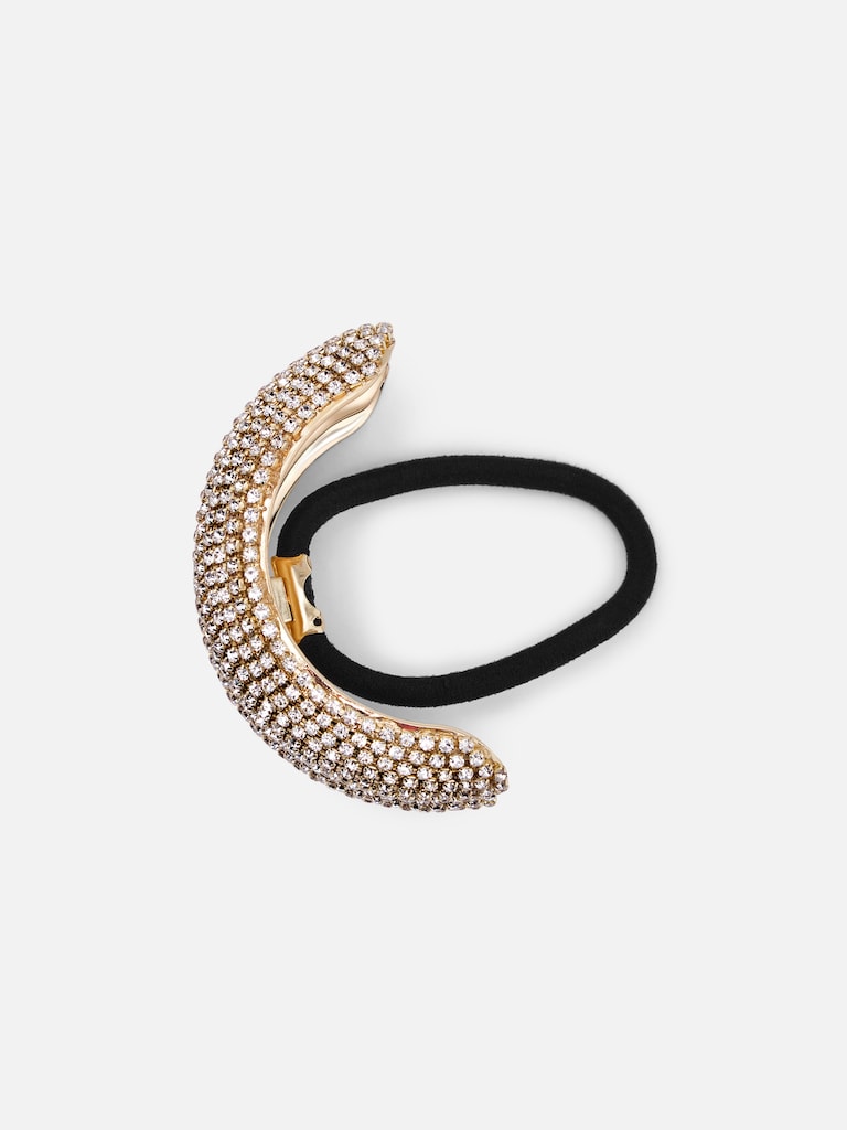 Scrunchie with metallic rhinestone decor