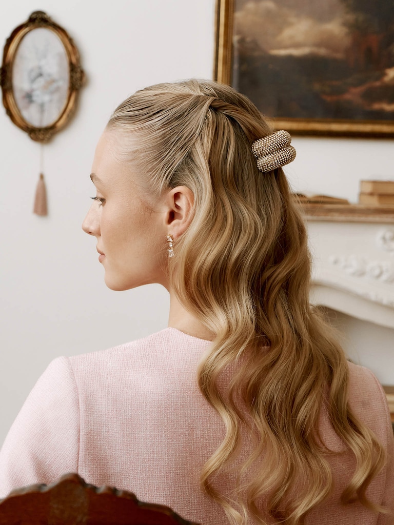 Scrunchie with metallic rhinestone decor