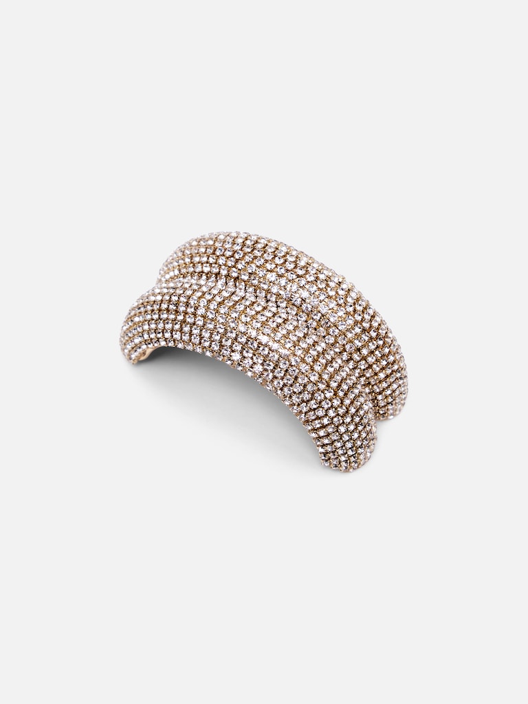 Scrunchie with metallic rhinestone decor