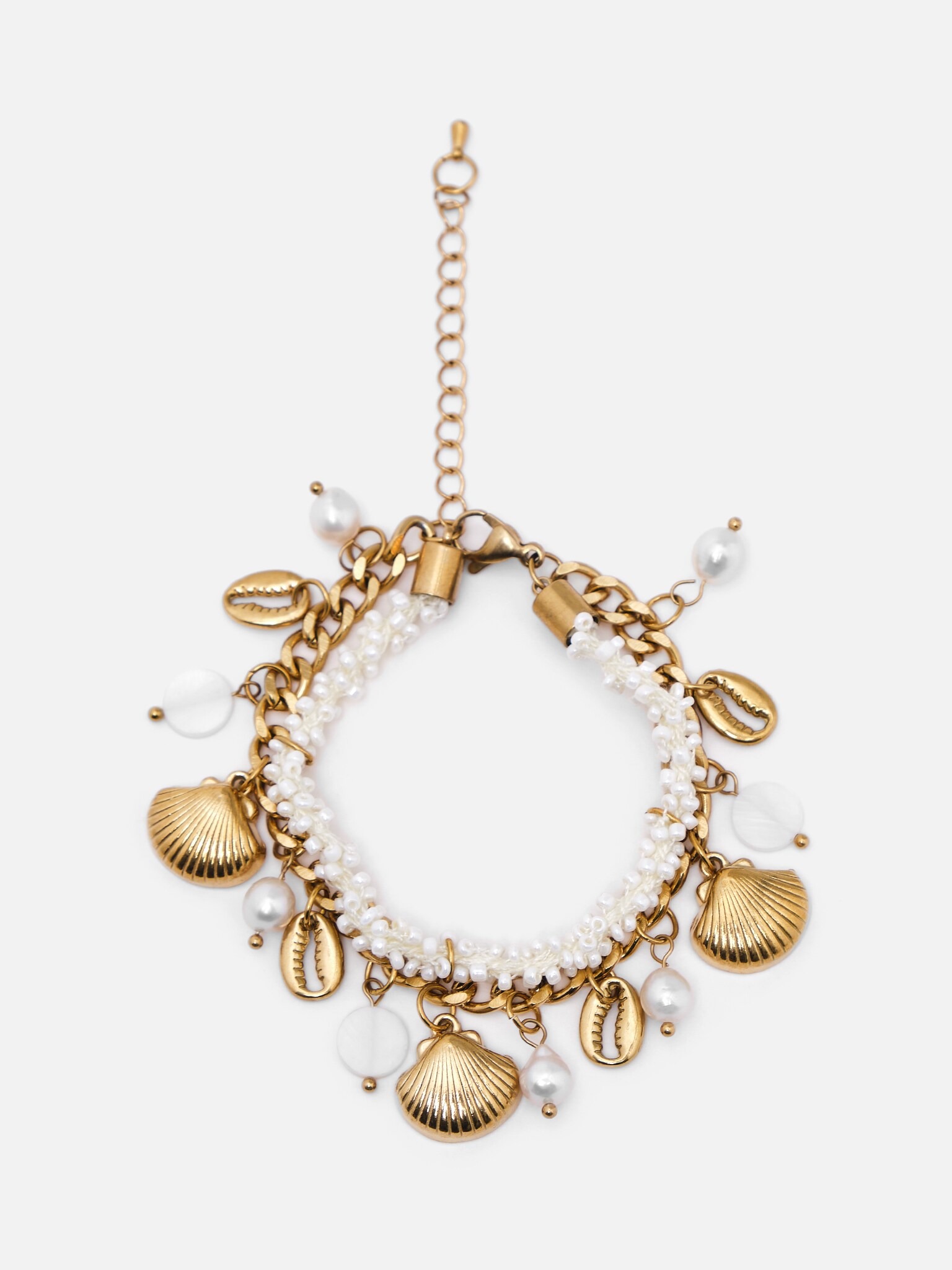 Двойной браслет с бисером и жемчугом