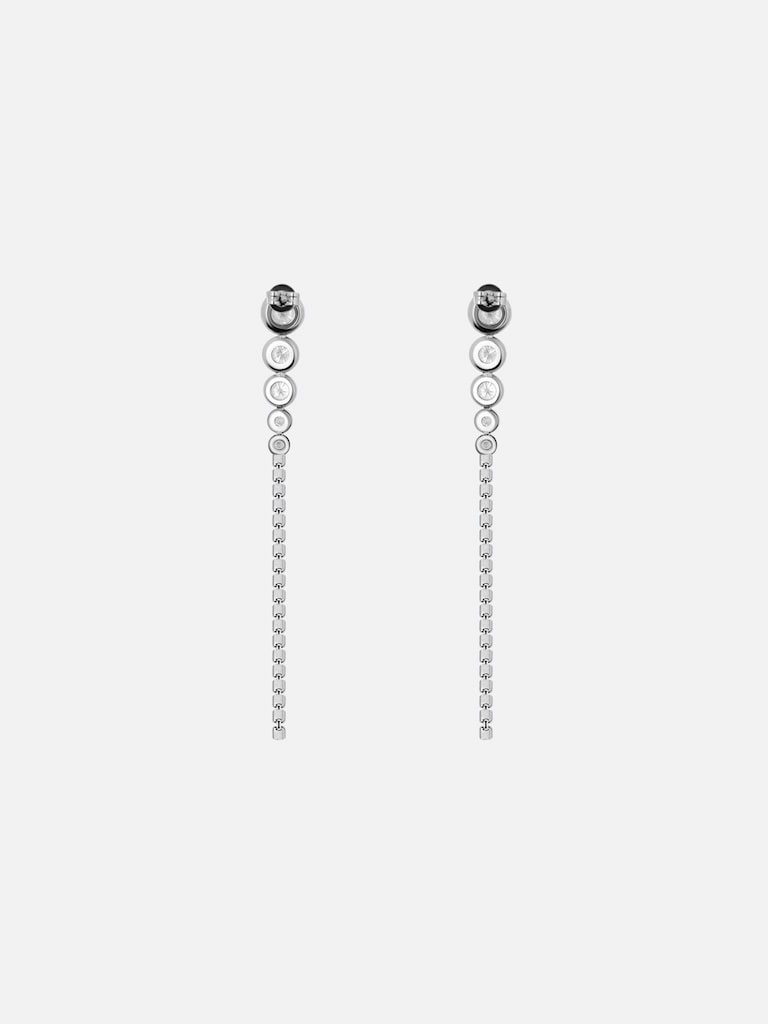 Длинные серьги-пусеты с цирконами