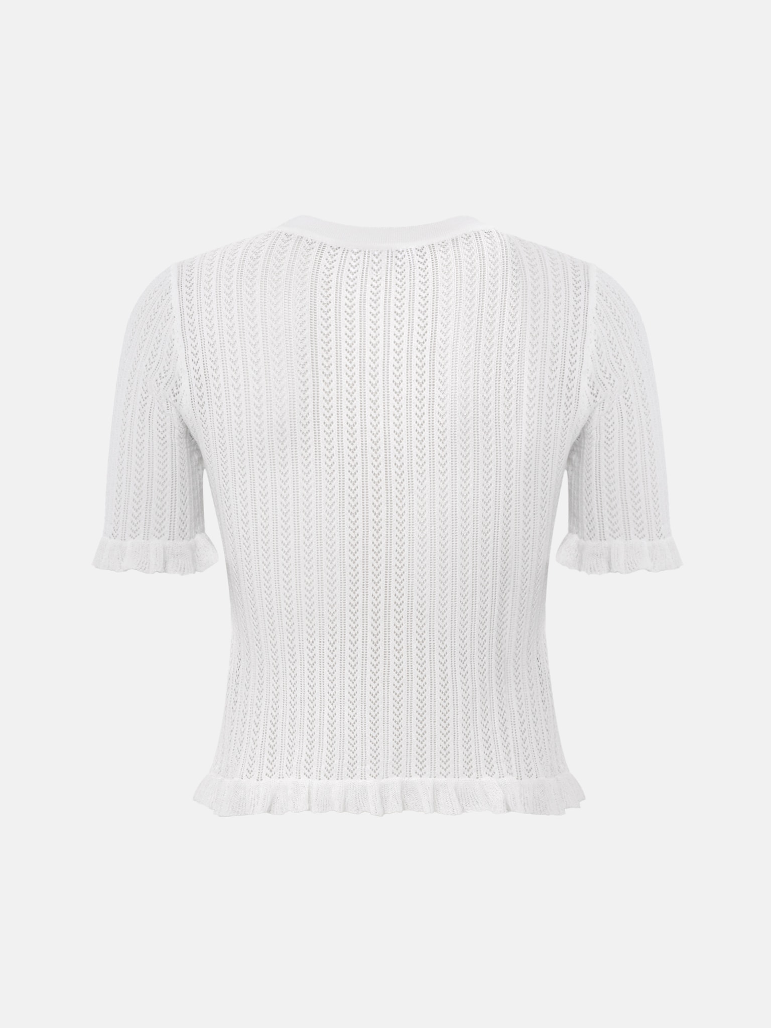 Openwork jersey top with short sleeves