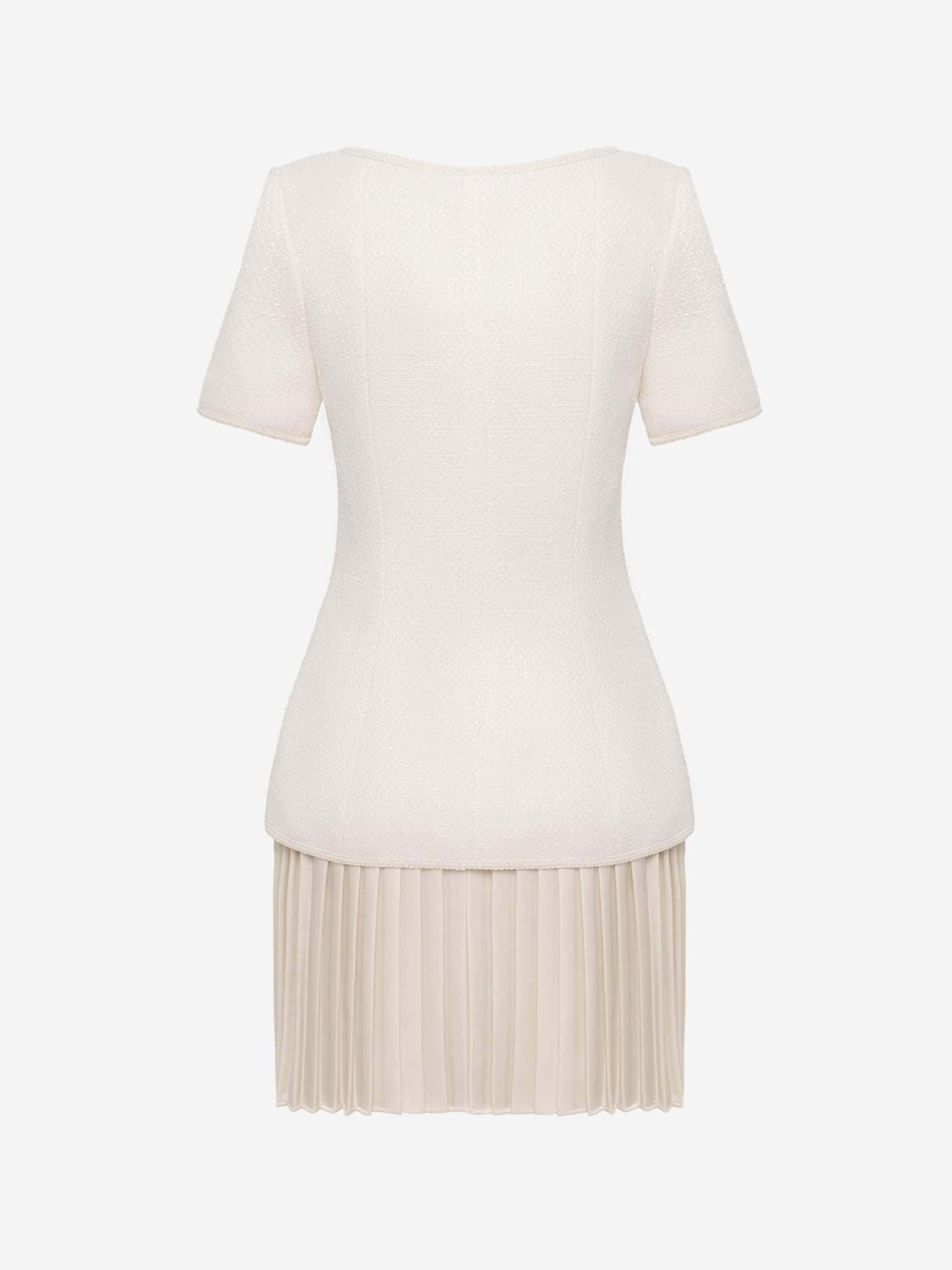 Платье из твида с плиссированной юбкой