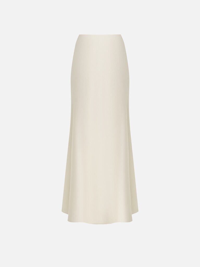 Атласная юбка макси с драпировкой на бедрах