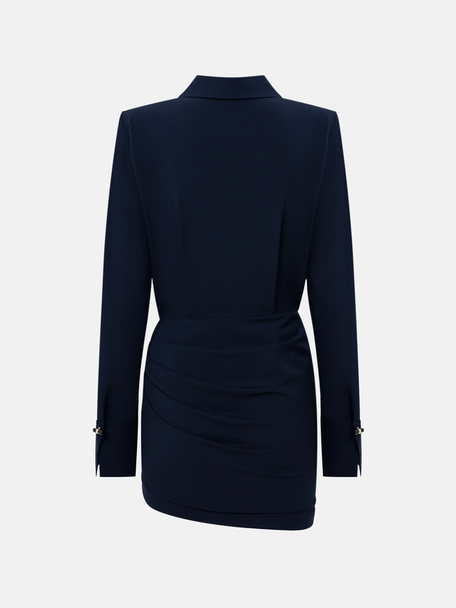 Mini dress with lapel collar and draped skirt