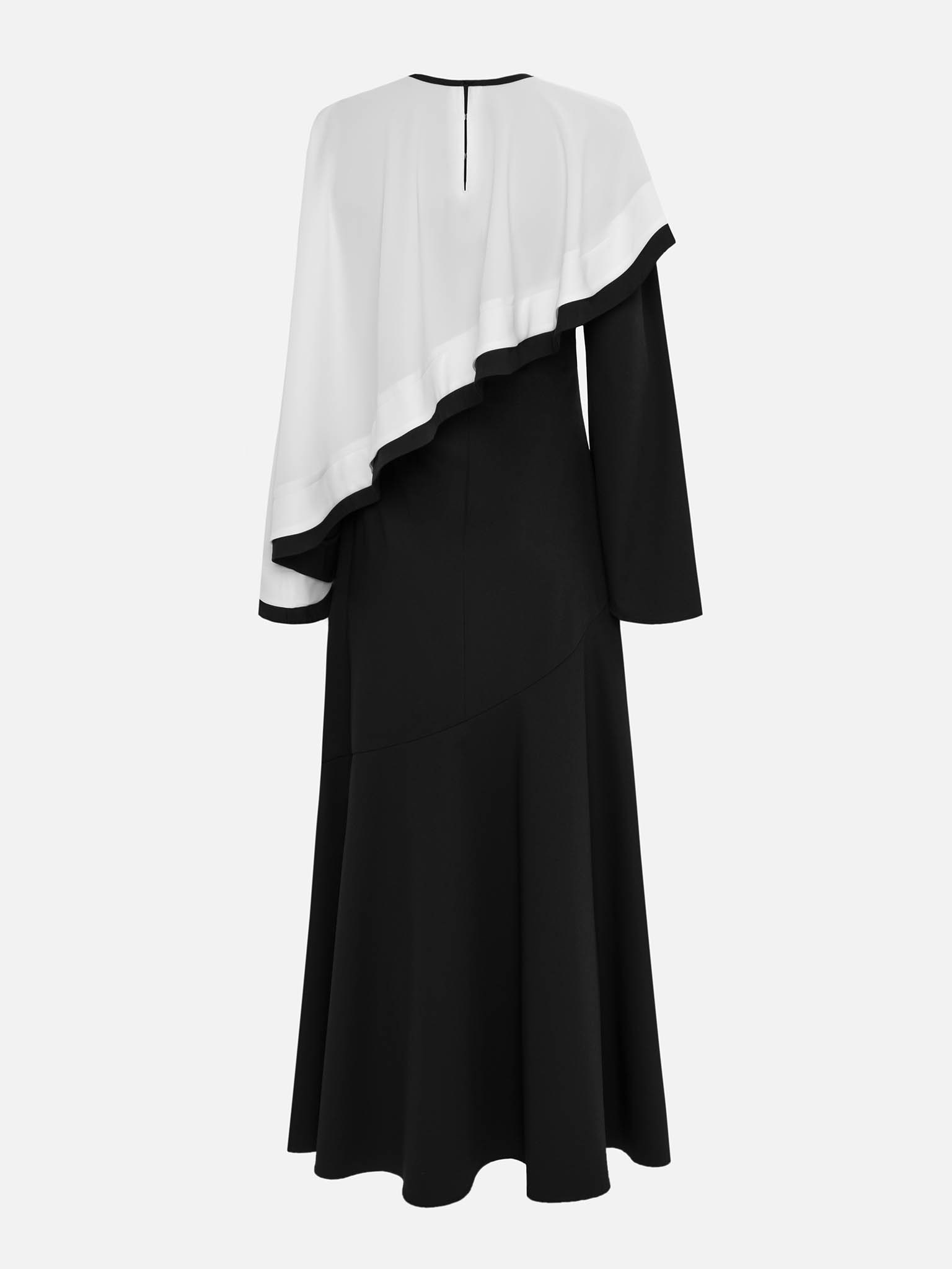 Robe maxi avec cape contrastée