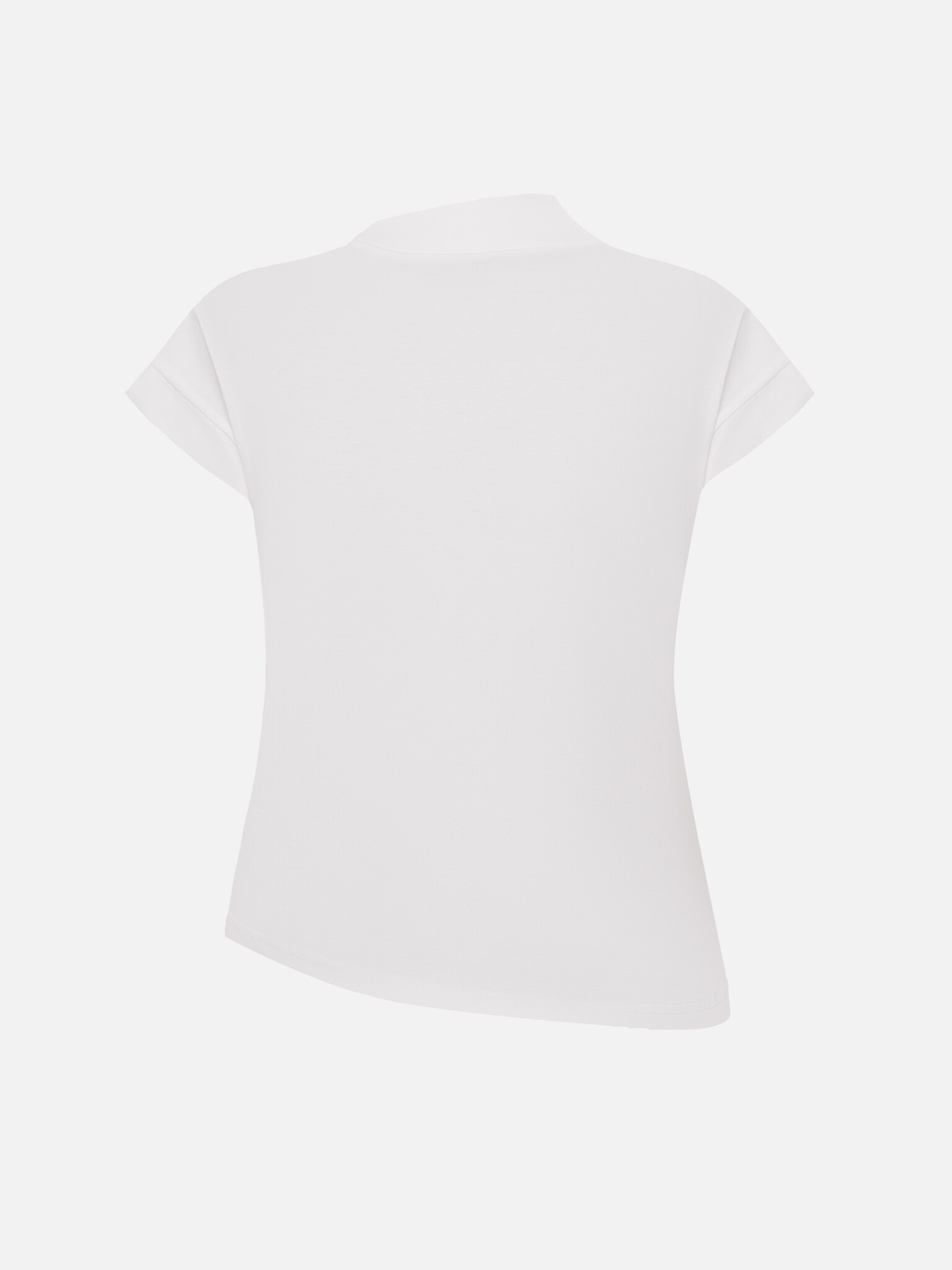 Short-sleeved top with draped shoulder