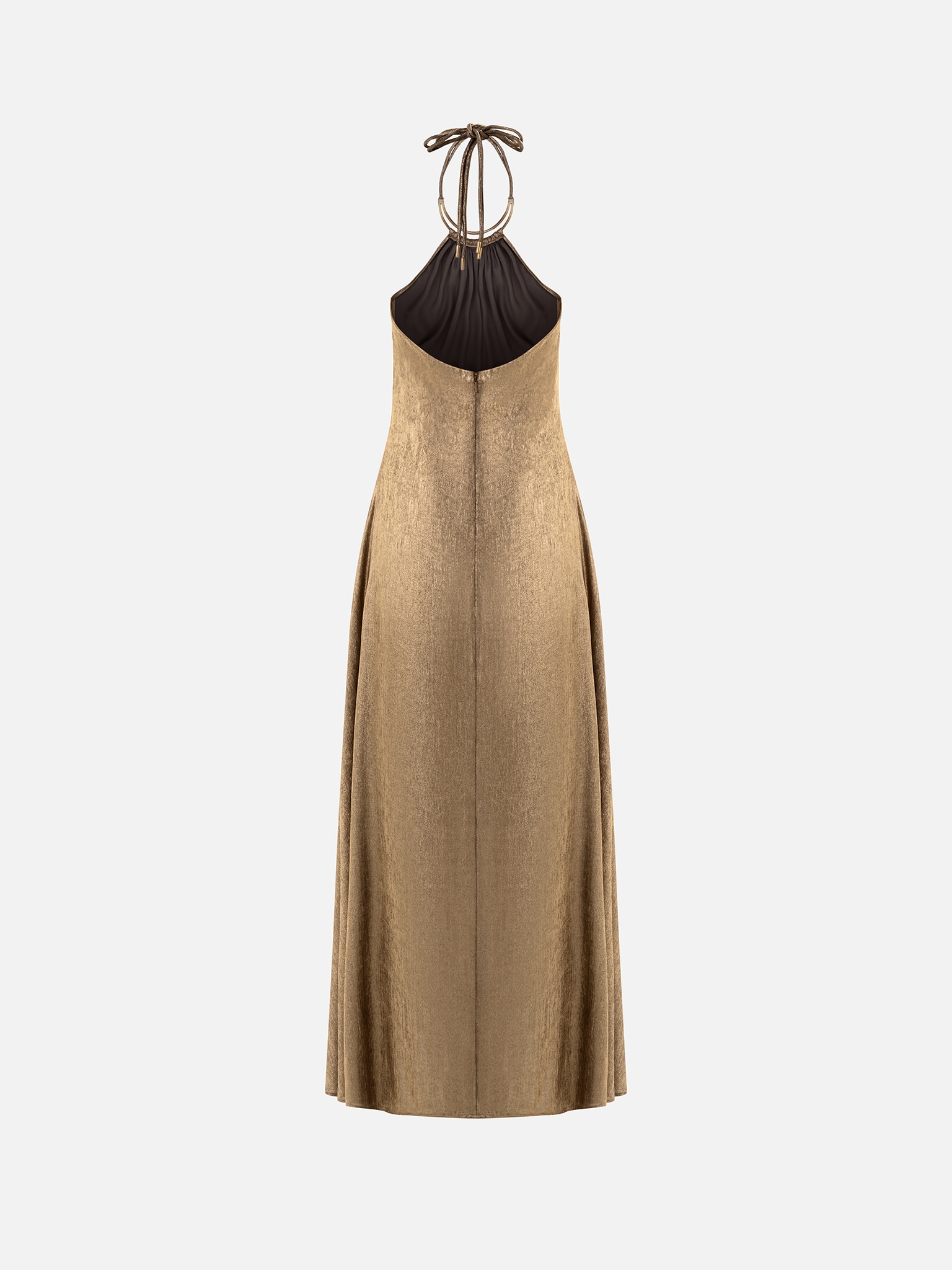 Metallised maxi dress with golden choker :: LICHI - Online