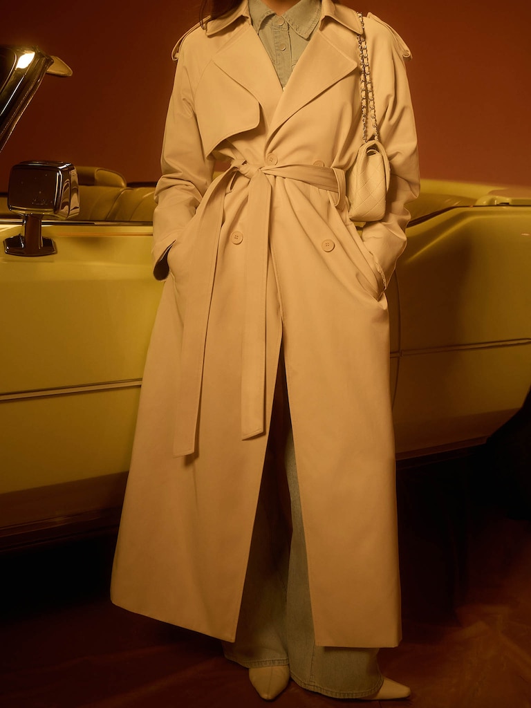 Тренч макси с широким ремнем