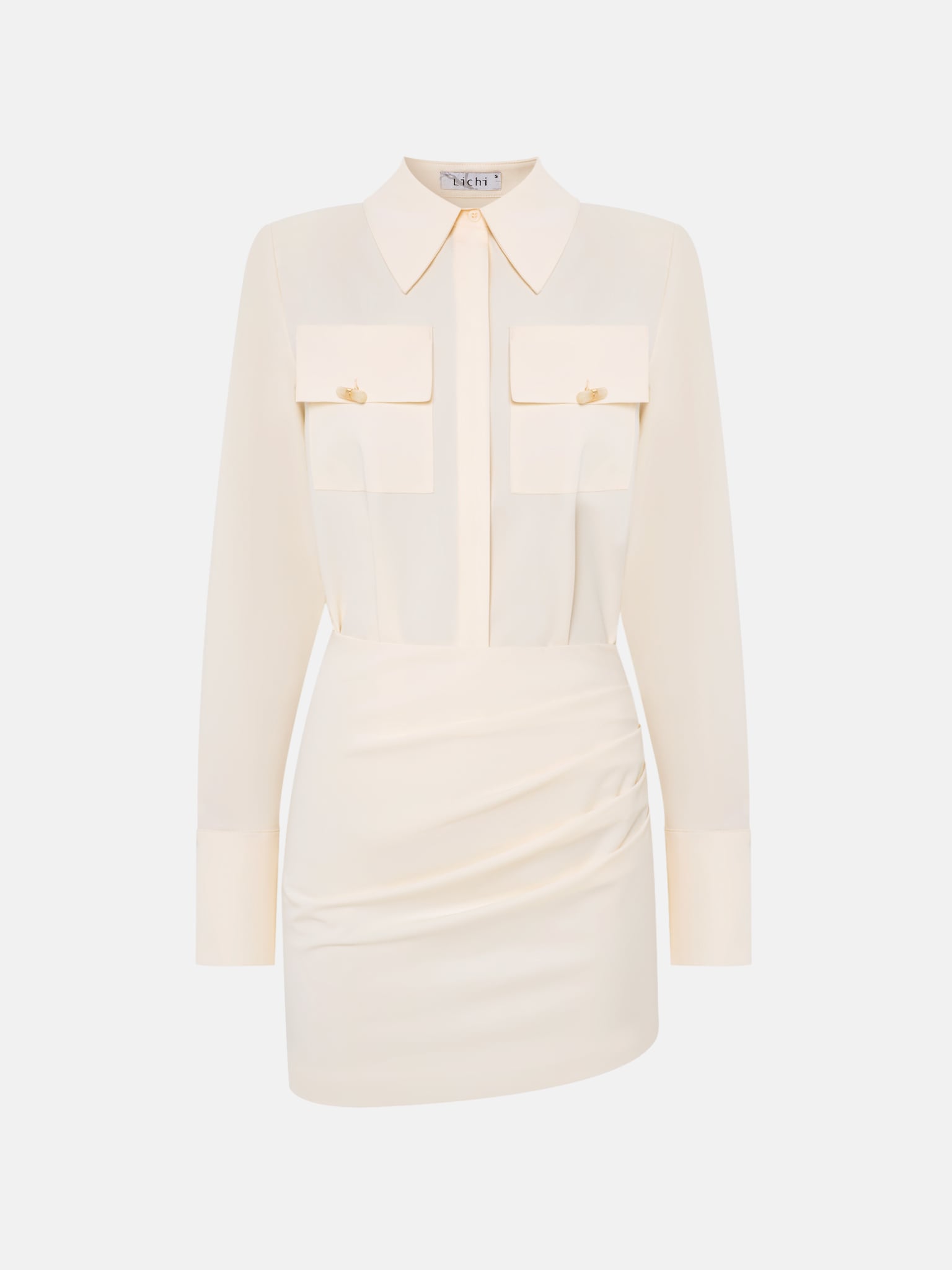 Платье мини с отложным воротником и юбкой со складками