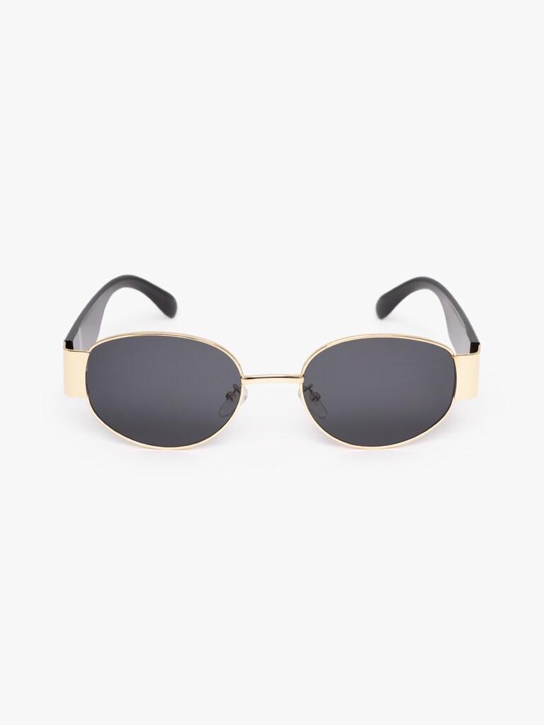 Wide-framed sunglasses with metal decorations