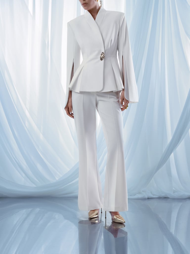 Flared trousers with creases