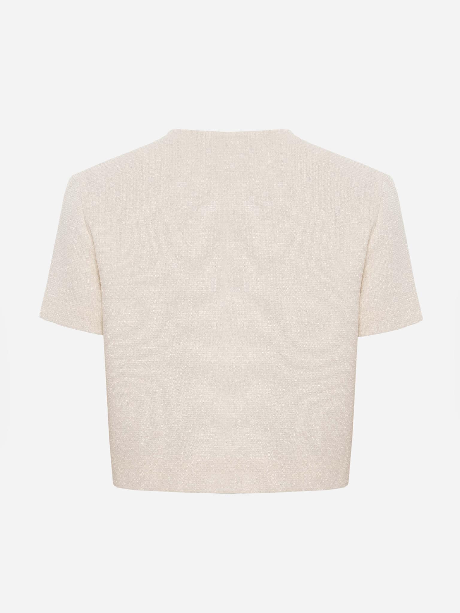 Tweed straight jacket with short sleeves