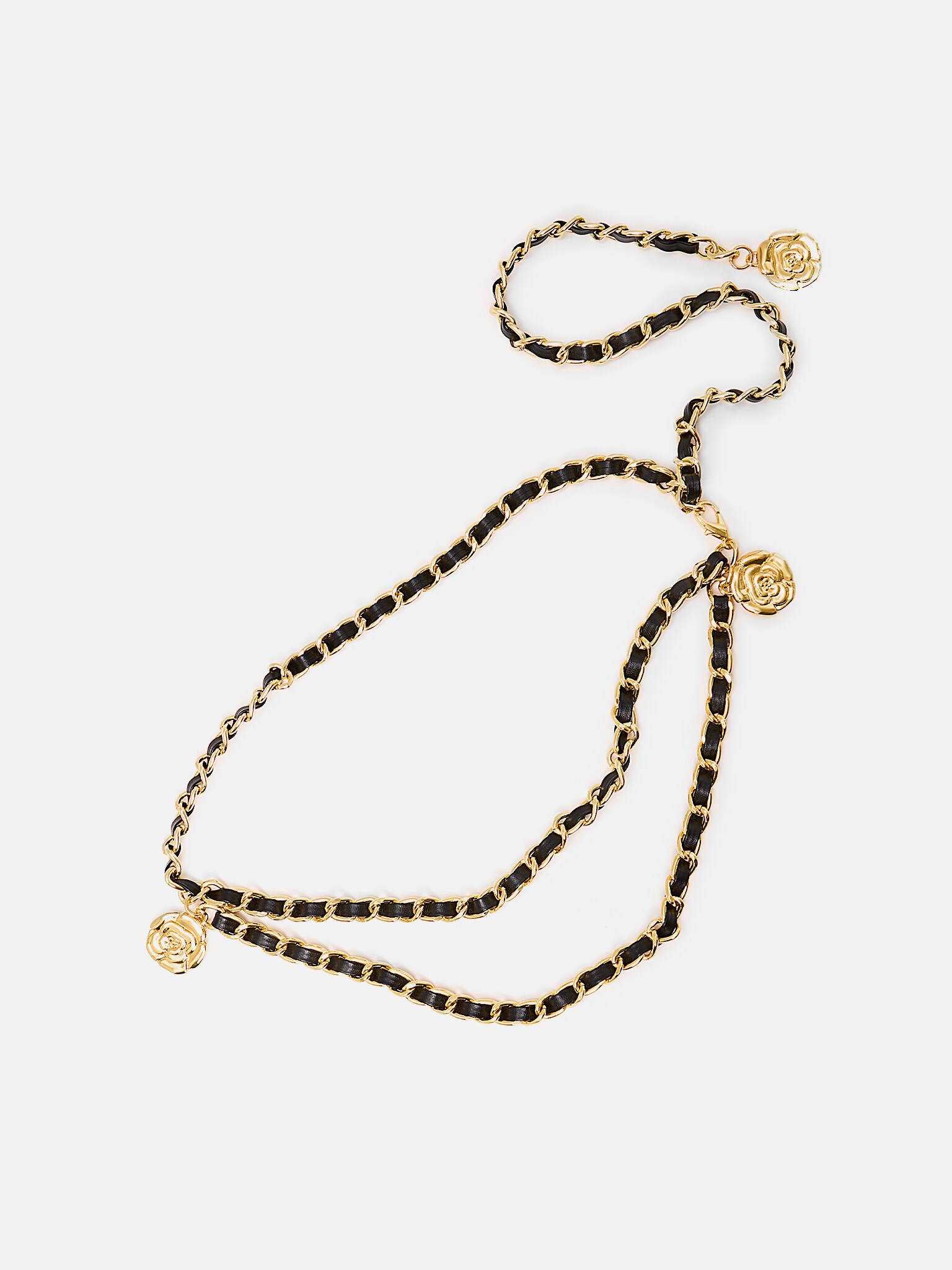 Цепочный декоративный ремень с подвеской-розой