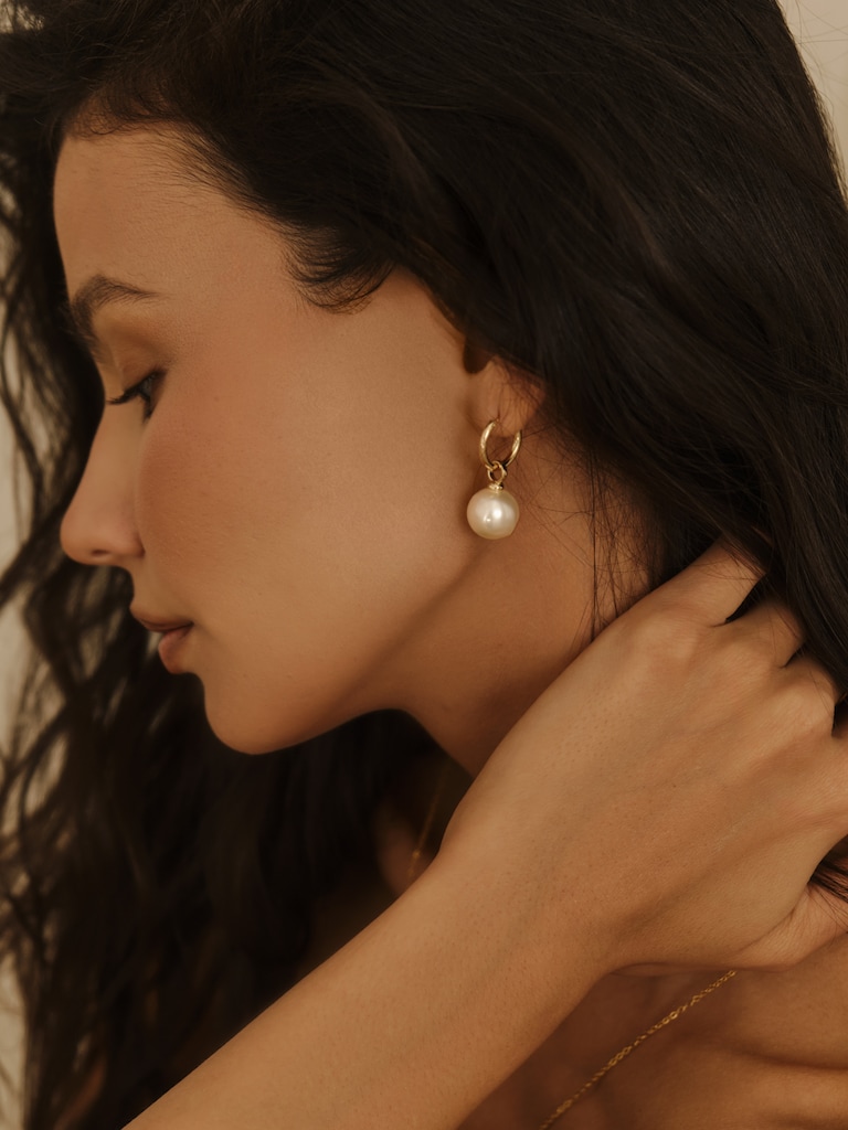 Серьги-кольца с крупными бусинами